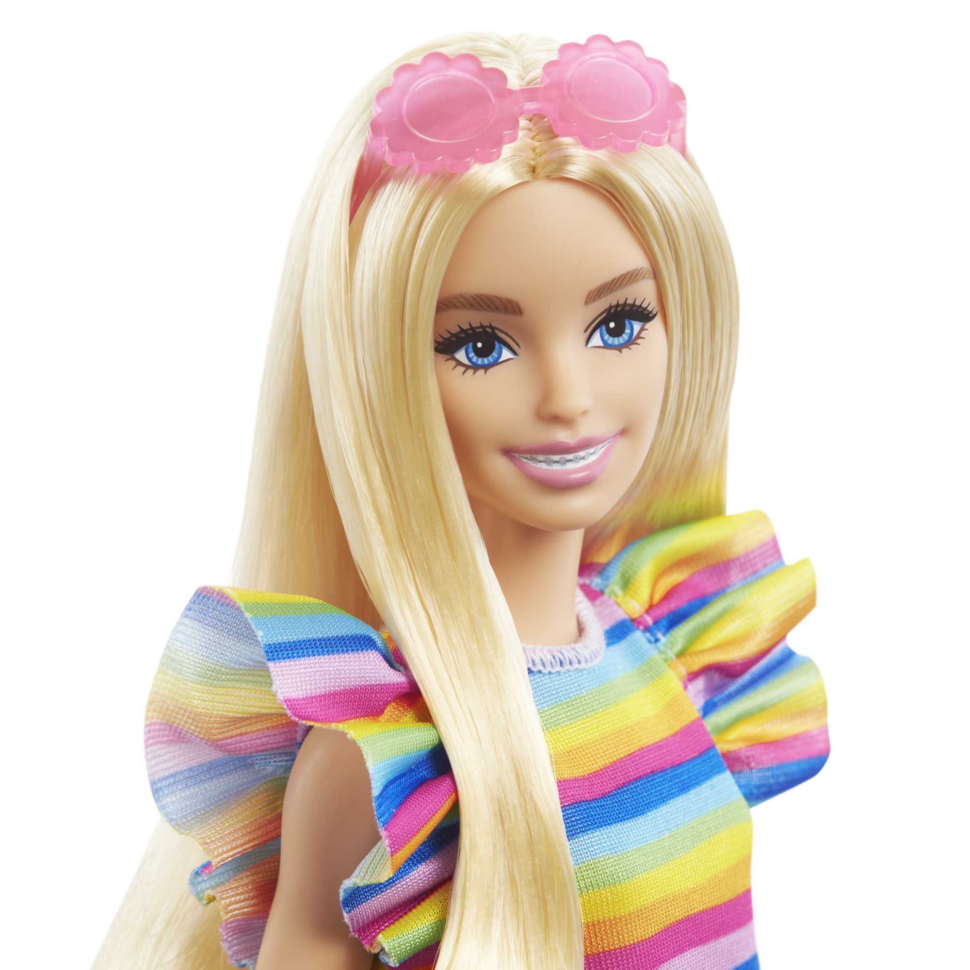 Barbie-Puppe Mit Zahnspange Und Regenbogenkleid, Barbie Fashionistas