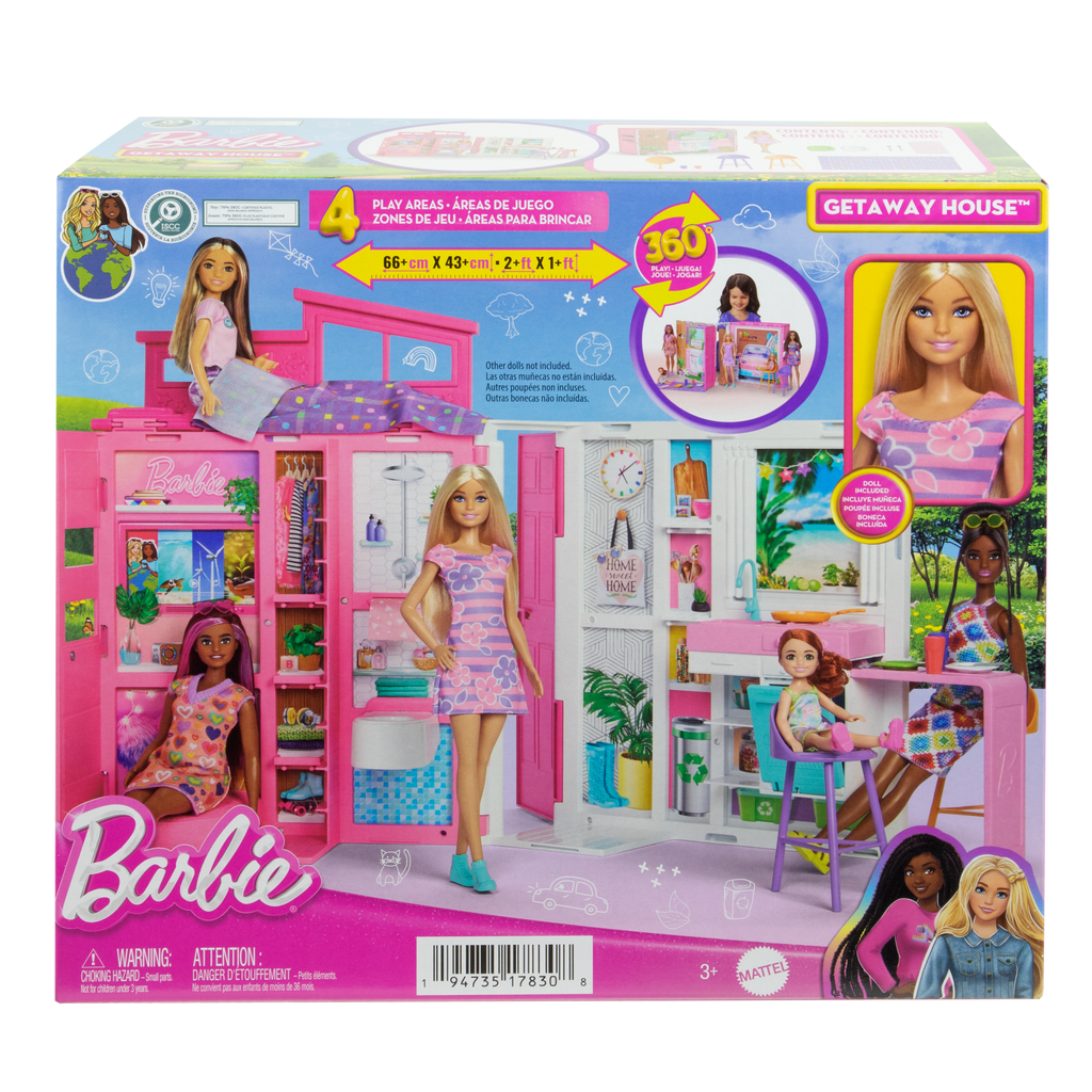 Barbie-Ferien-Puppenhaus Mit Barbie-Puppe, 4 Spielbereichen Und 11 Deko-Zubehörteilen