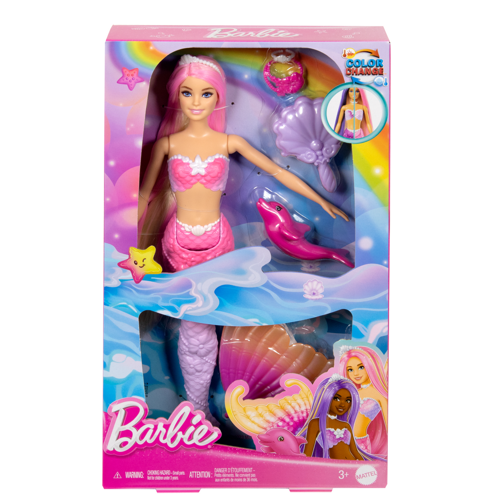 Barbie 'Malibu' Zeemeerminpop Met Kleurverandering, Dolfijn En Accessoires
