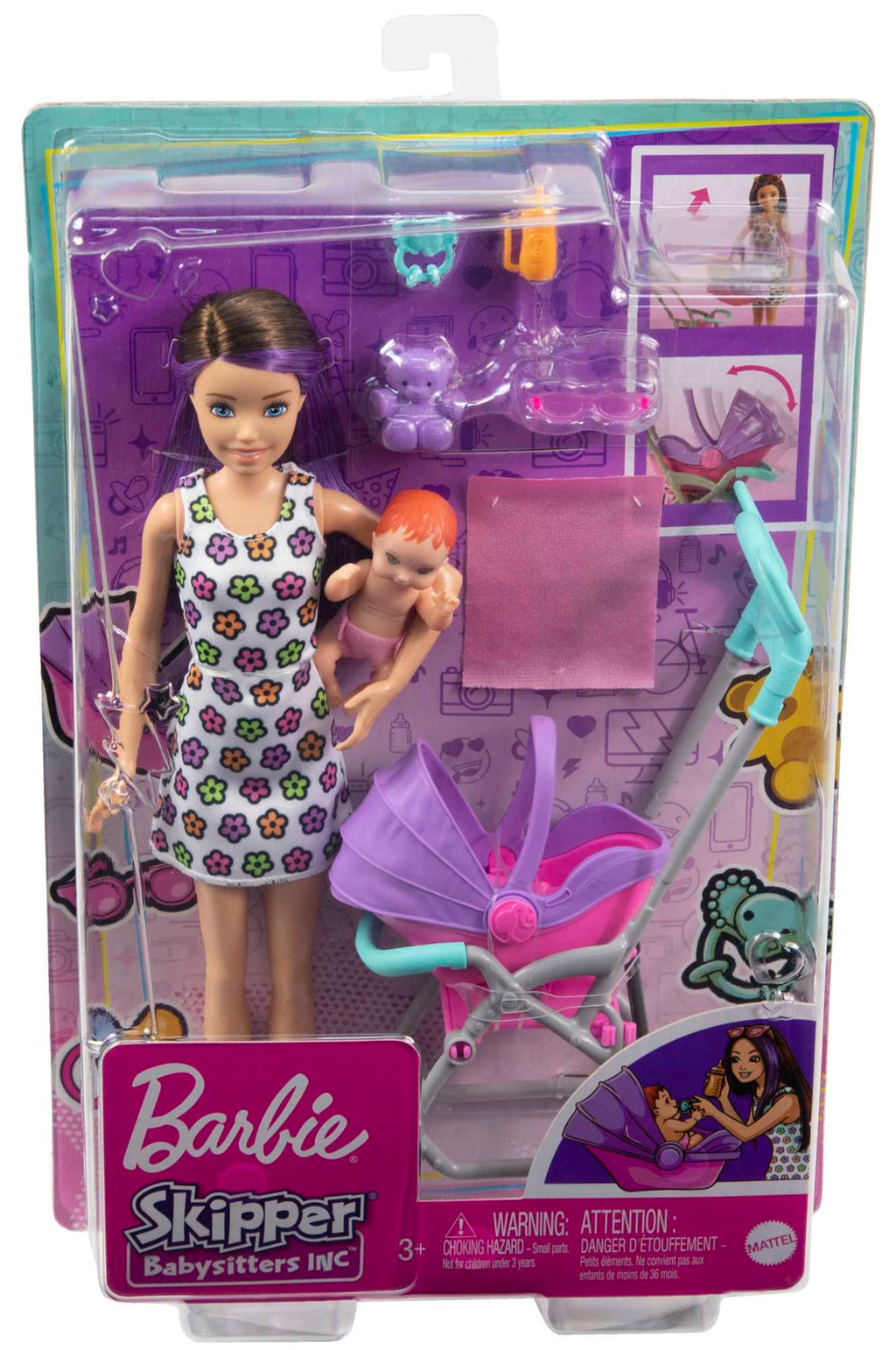Barbie-Coffret Skipper Baby-Sitter Poussette Avec Poupée, Dès 3 Ans