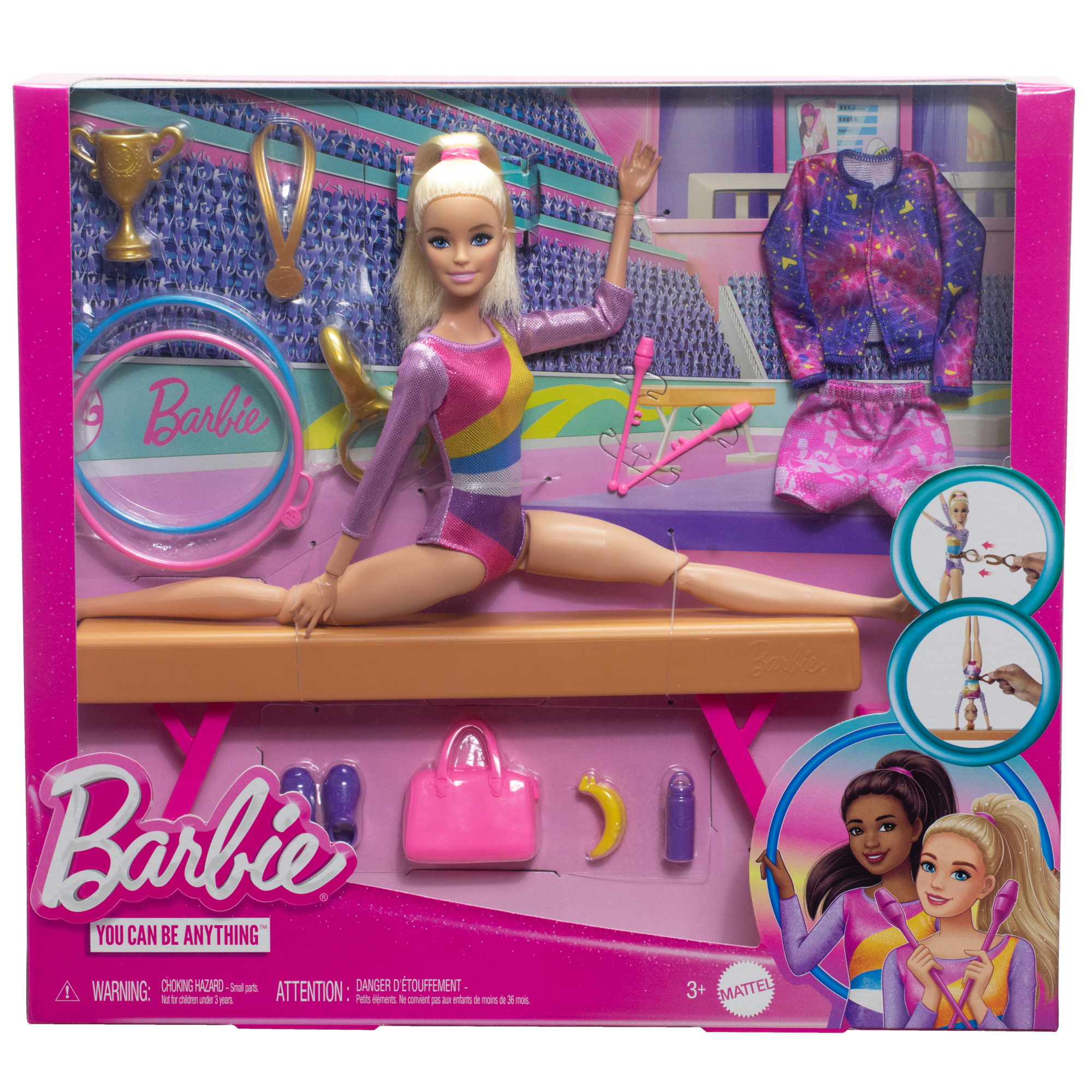 Barbie-Gymnastique-Coffret Avec Poupée Et Plus De 10 Accessoires