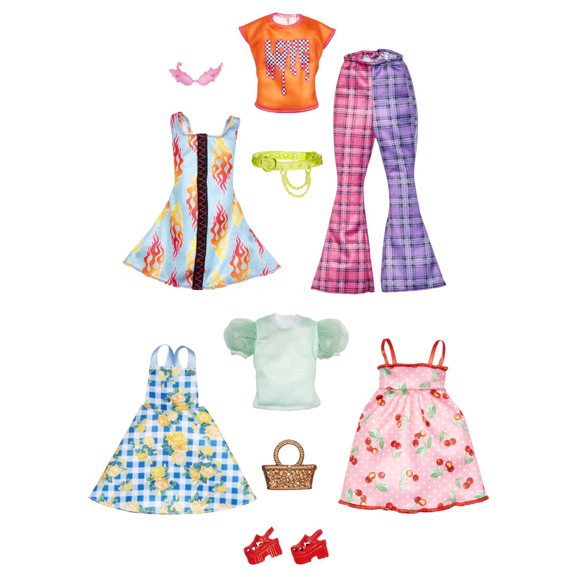 Barbie Abiti: 2 Outfit E 2 Accessori Per Bambola Barbie