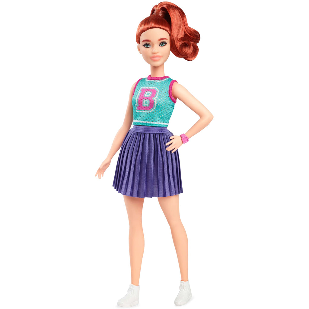 Barbie Fashionistas-Puppe Nr. 232 Mit Jersey-Oberteil, Violettem Faltenrock Und Rotem Haar
