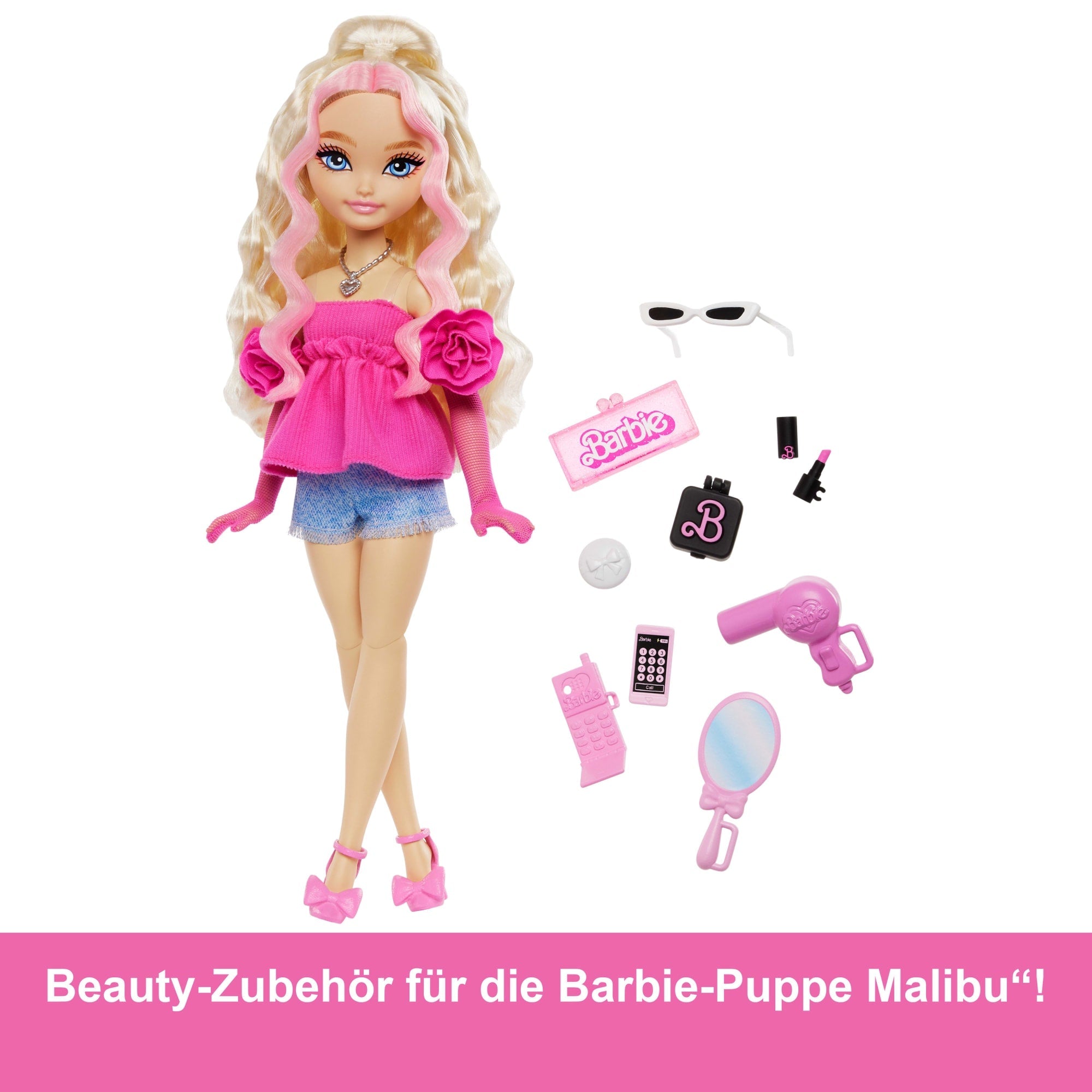 Barbie Dream Besties Barbie Malibu“ Modepuppe Mit 8 Zubehörteilen Zum Thema Make-Up Und Haare