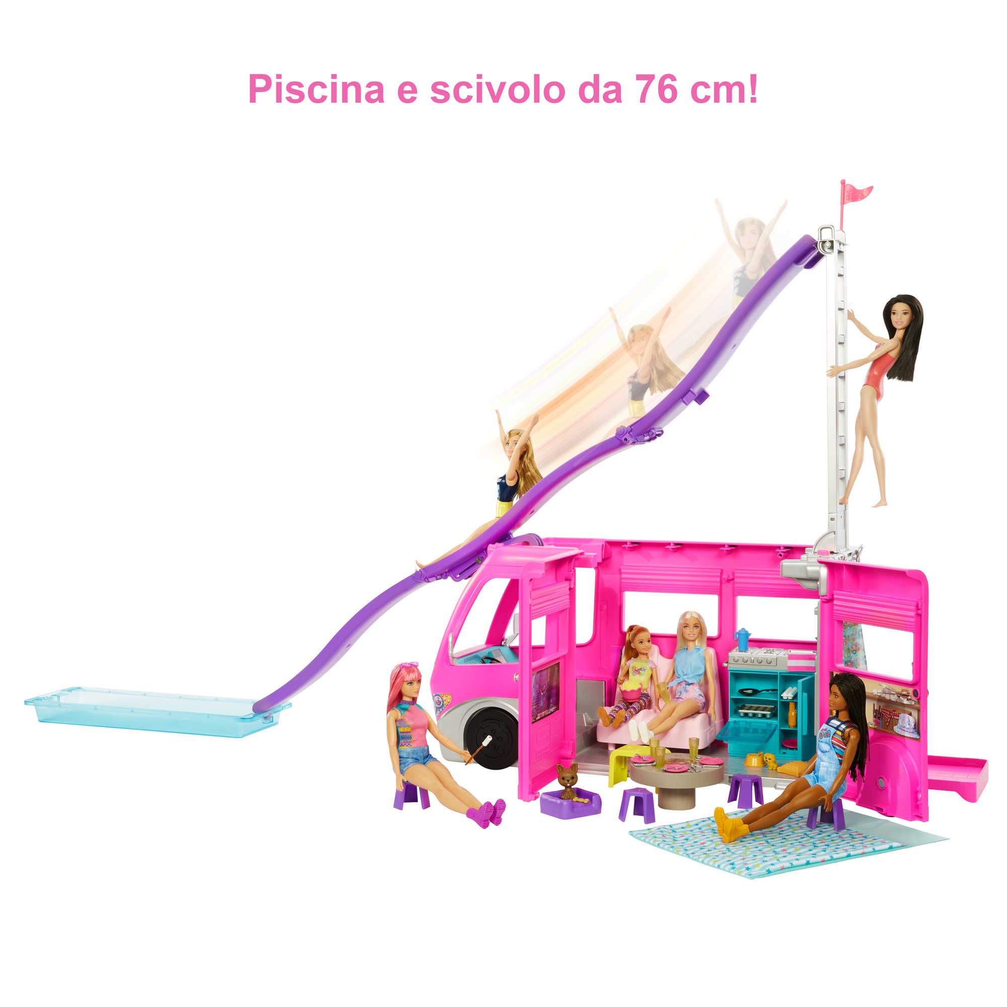 Barbie Camper Dei Sogni Veicolo Alto 76,2 Cm Con Piscina, Scivolo E Oltre 60 Accessori