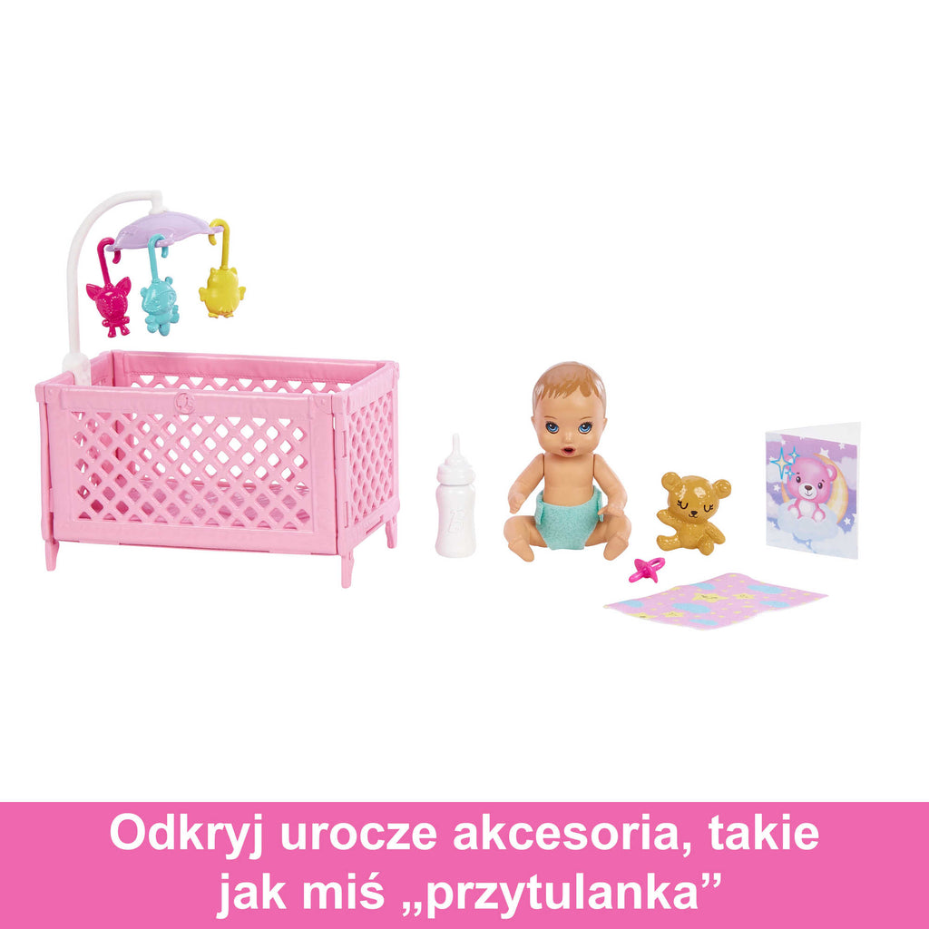 Barbie Opiekunka Zestaw Usypianie maluszka + Lalka Skipper i bobas