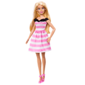 Barbie-Modepuppe Mit Blonden Haaren Zum Feier Des 65-Jährigen Jubiläums, Pink Gestreiftes Kleid Und Accessoires