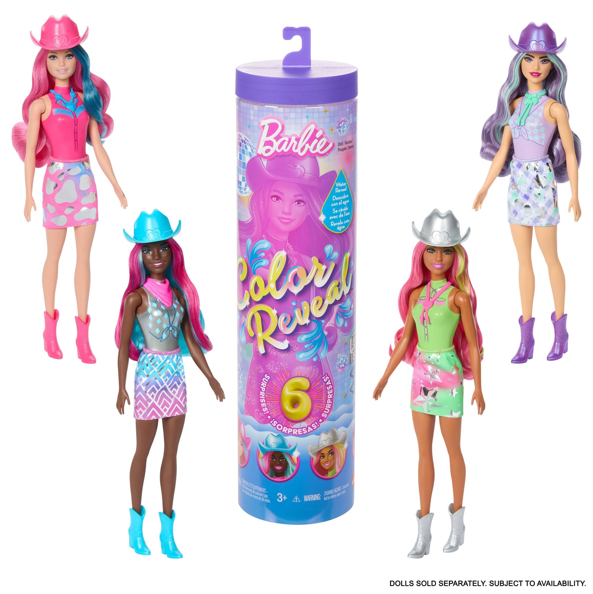 Muñeca Y Accesorios De La Colección Estrella De La Disco De Barbie Color Reveal Con 6 Sorpresas (Los Estilos Pueden Variar)