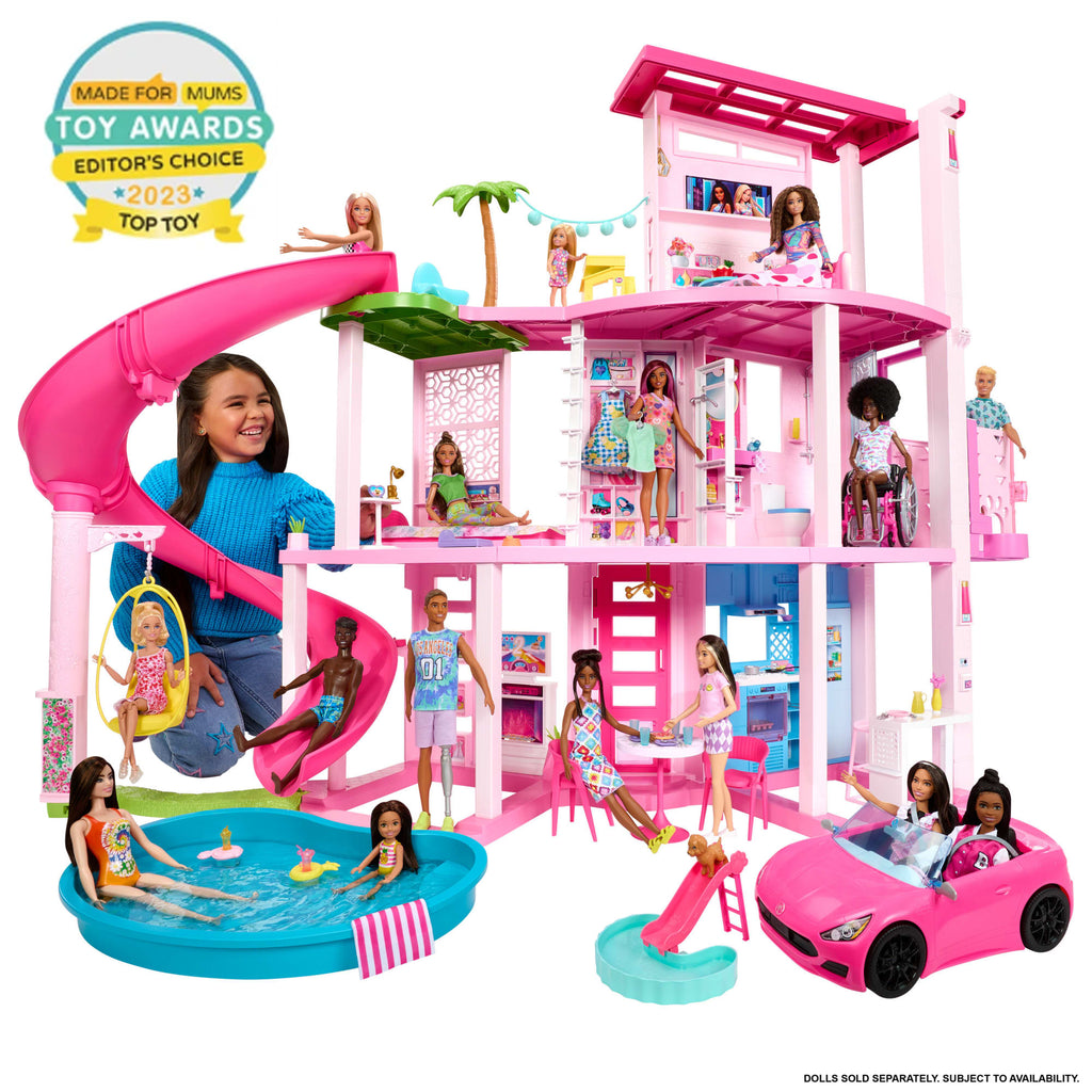 Barbie Dreamhouse, 75+ Pieces, Pool Party Doll House With 3 Story Slide