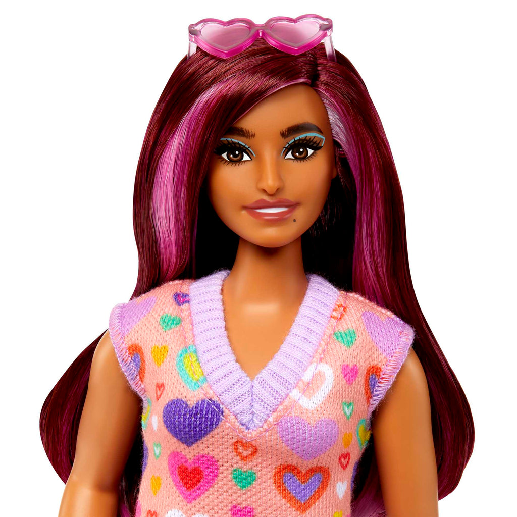 Barbie Fashionistas Puppe Nr. 207 Mit Pinkfarbenen Strähnen Und Kleid Mit Herzaufdruck