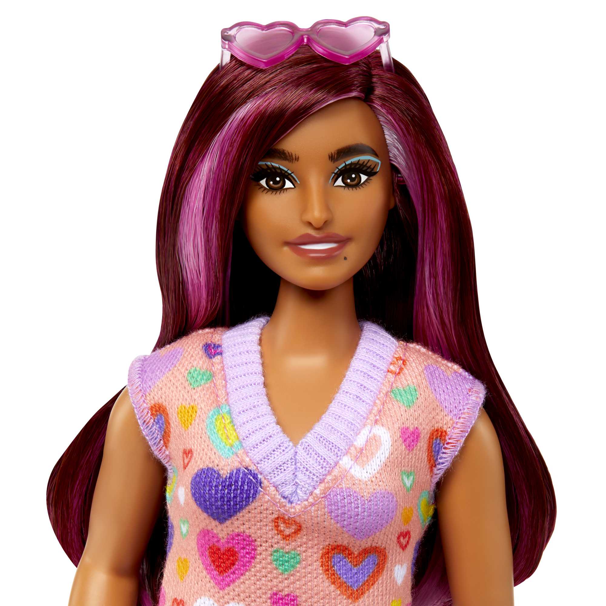Barbie Fashionistas Puppe Nr. 207 Mit Pinkfarbenen Strähnen Und Kleid Mit Herzaufdruck