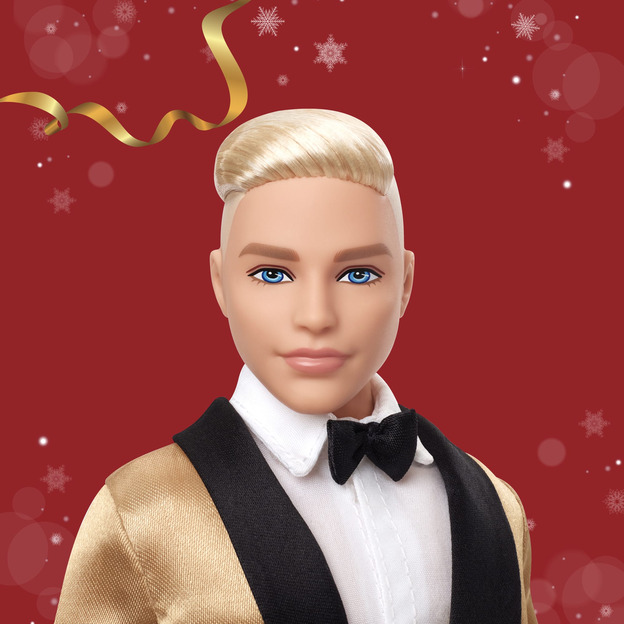 Barbie Signature 2025 Holiday Blonder Ken Modepuppe Zum Sammeln in Komplettem Anzug Mit Goldener Jacke