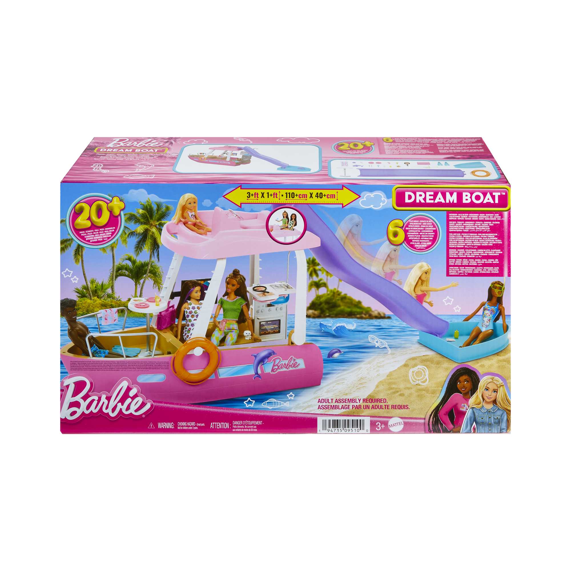 Conjunto De Juego Barbie Dream Boat Con Barco Con Piscina, Tobogán Y Accesorios