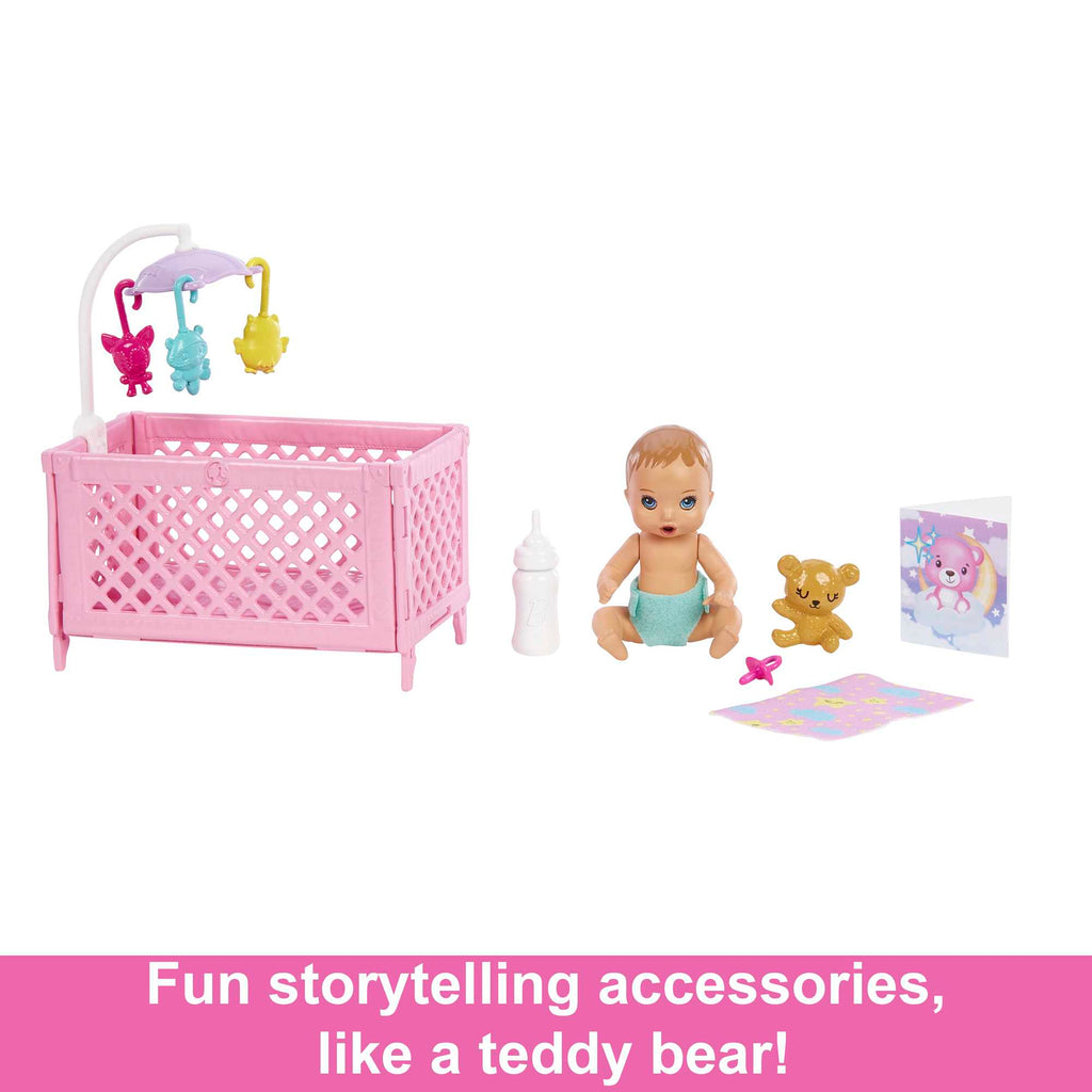 Barbie Skipper Babysitters Playset With Skipper Doll, Baby Doll With Sleepy Eyes, Crib And Accessories