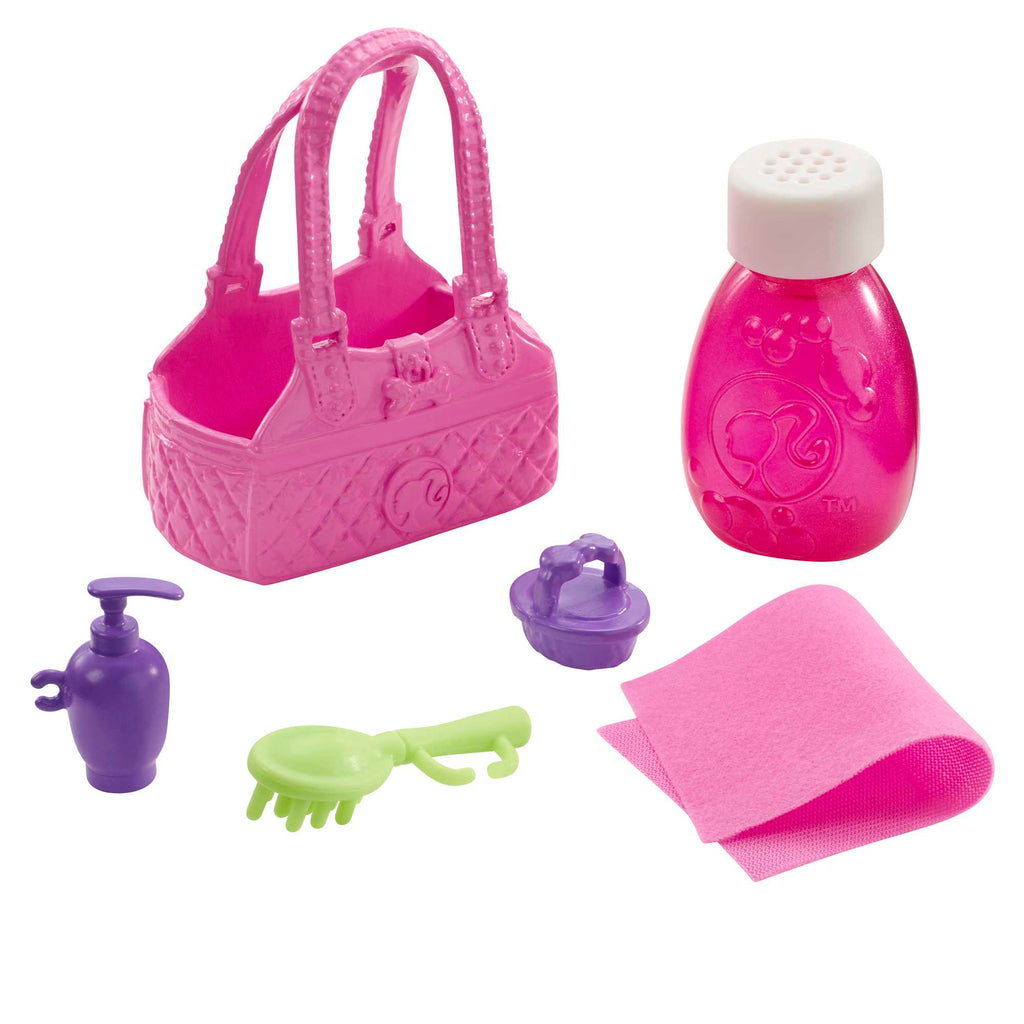 Barbie Doll, Blonde, And Playset With 3 Puppies, Bathtub And Accessories