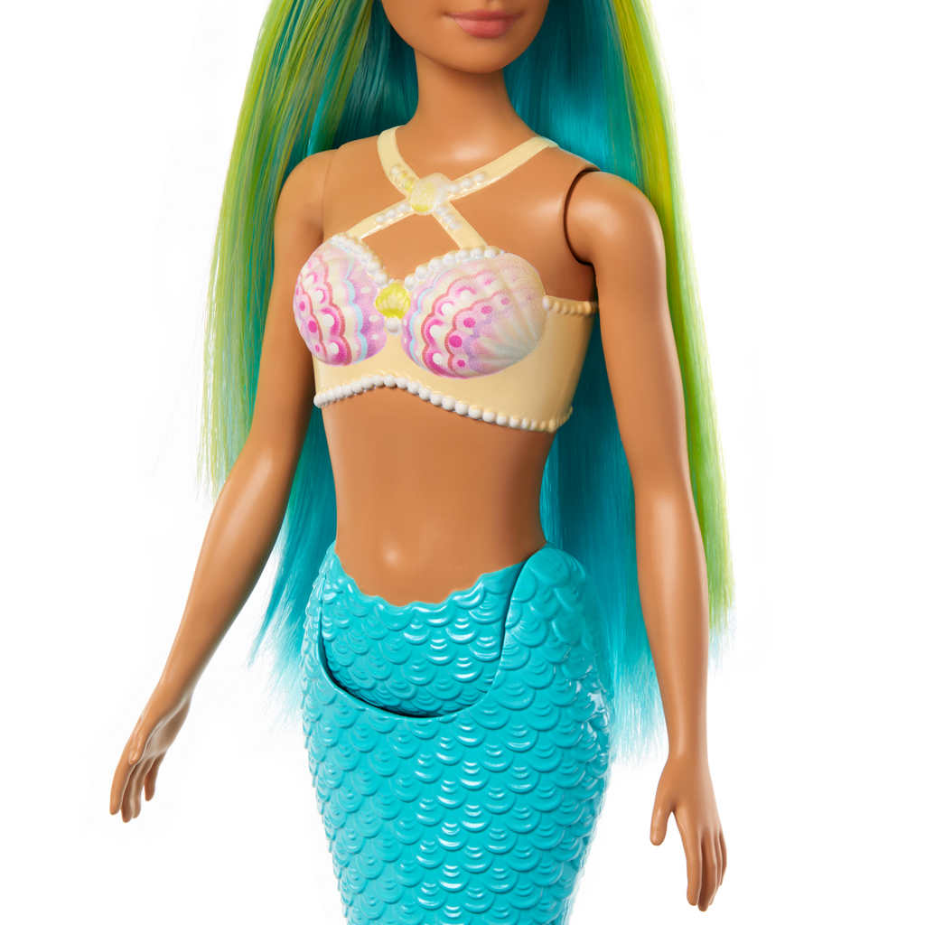 Barbie Zeemeerminpop Met Blauw En Geel Haar, Turquoise Staart En Haarband