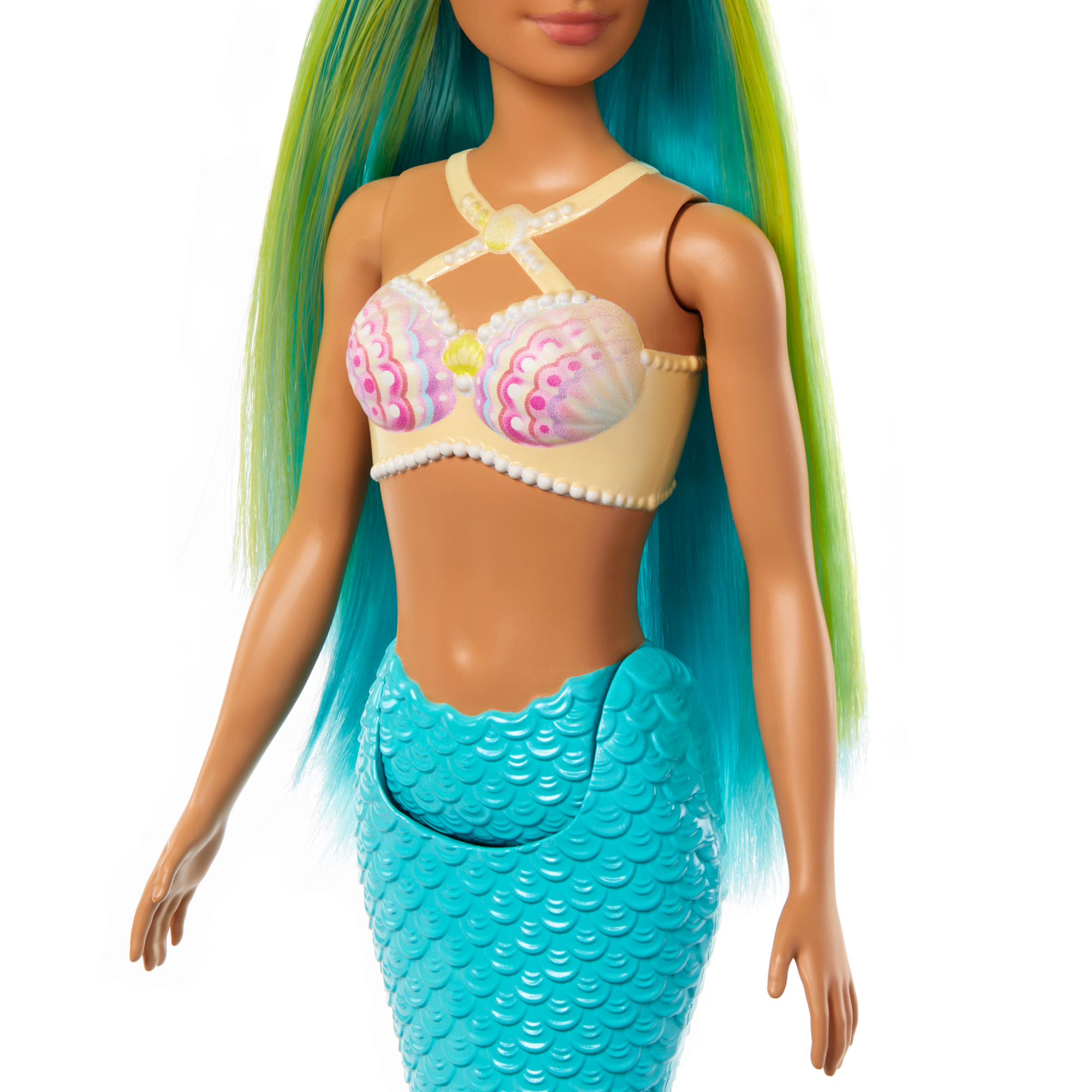 Barbie Zeemeerminpop Met Blauw En Geel Haar, Turquoise Staart En Haarband