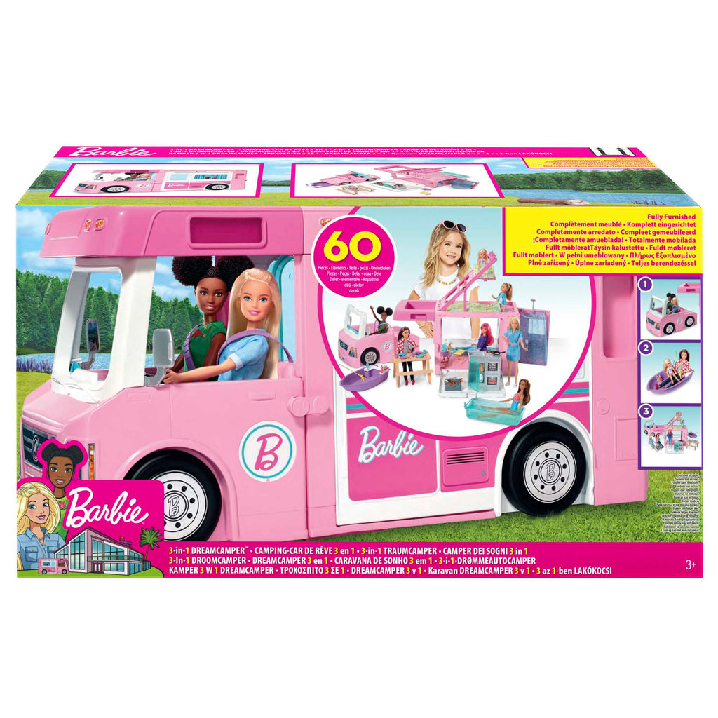 Barbie - Camping-Car De Rêve 3-En-1 - Véhicule Pour Poupée Mannequin - 3 Ans Et +