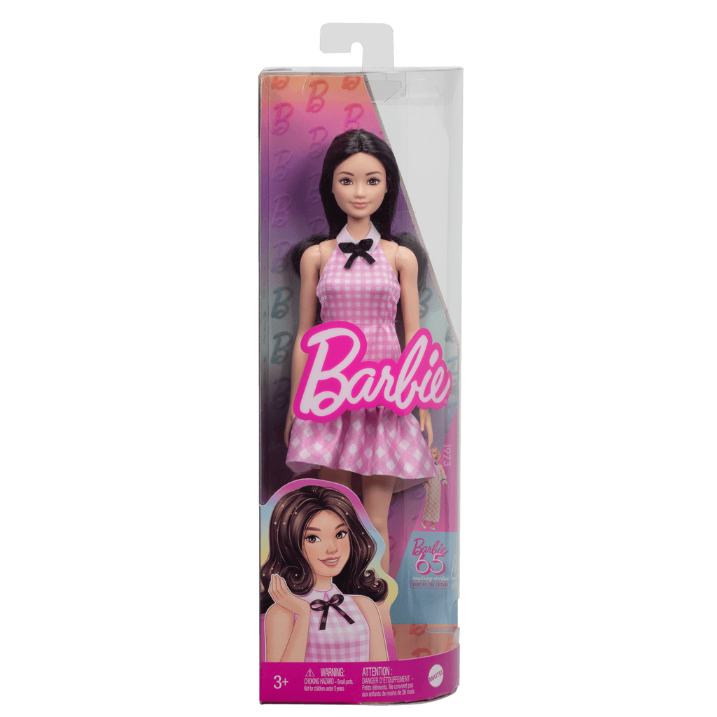 Barbie Fashionista Puppe Mit Schwarzen Haaren, Rosa Gingham-Kleid