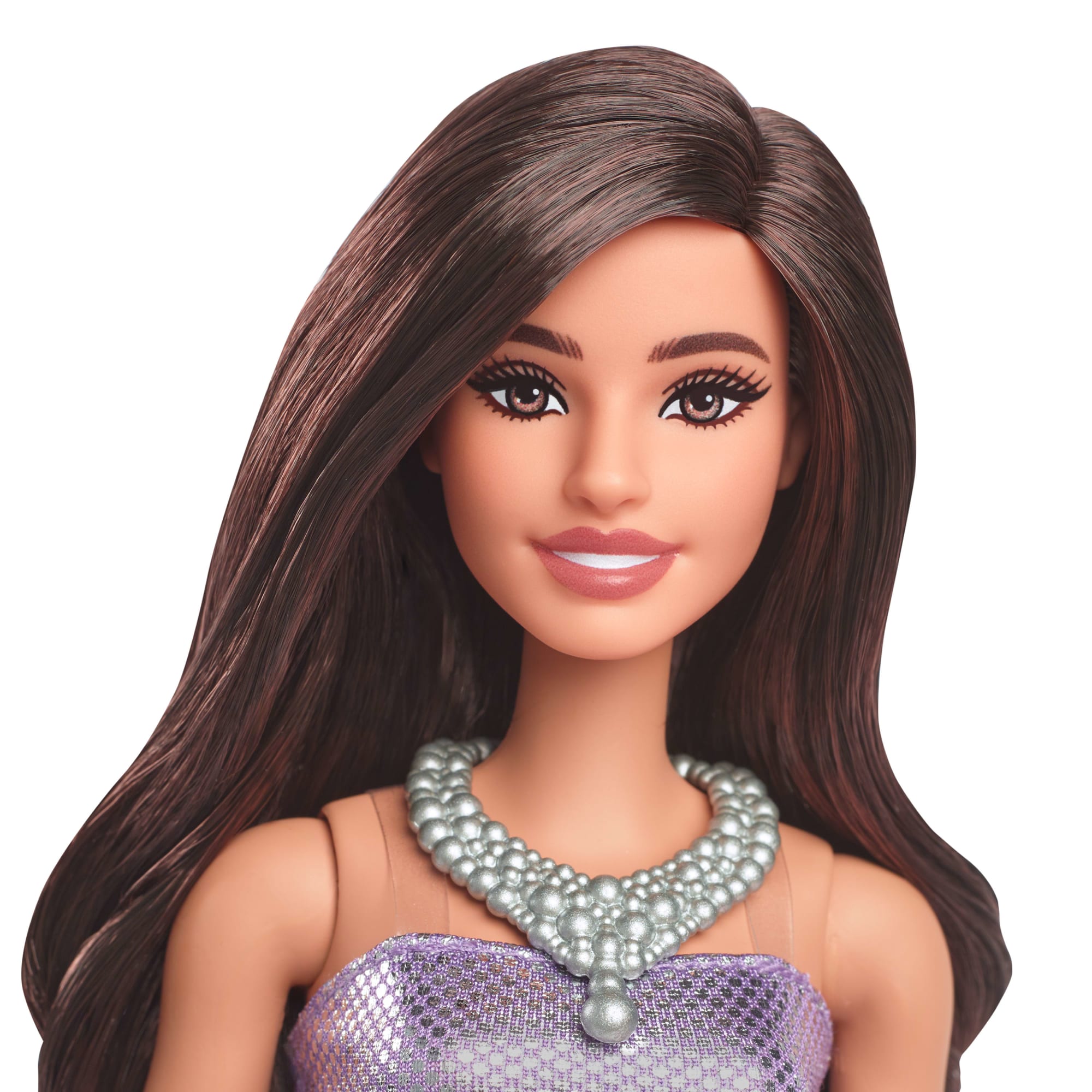 Barbie-Fashionistas-Poupée Brune En Robe Violette