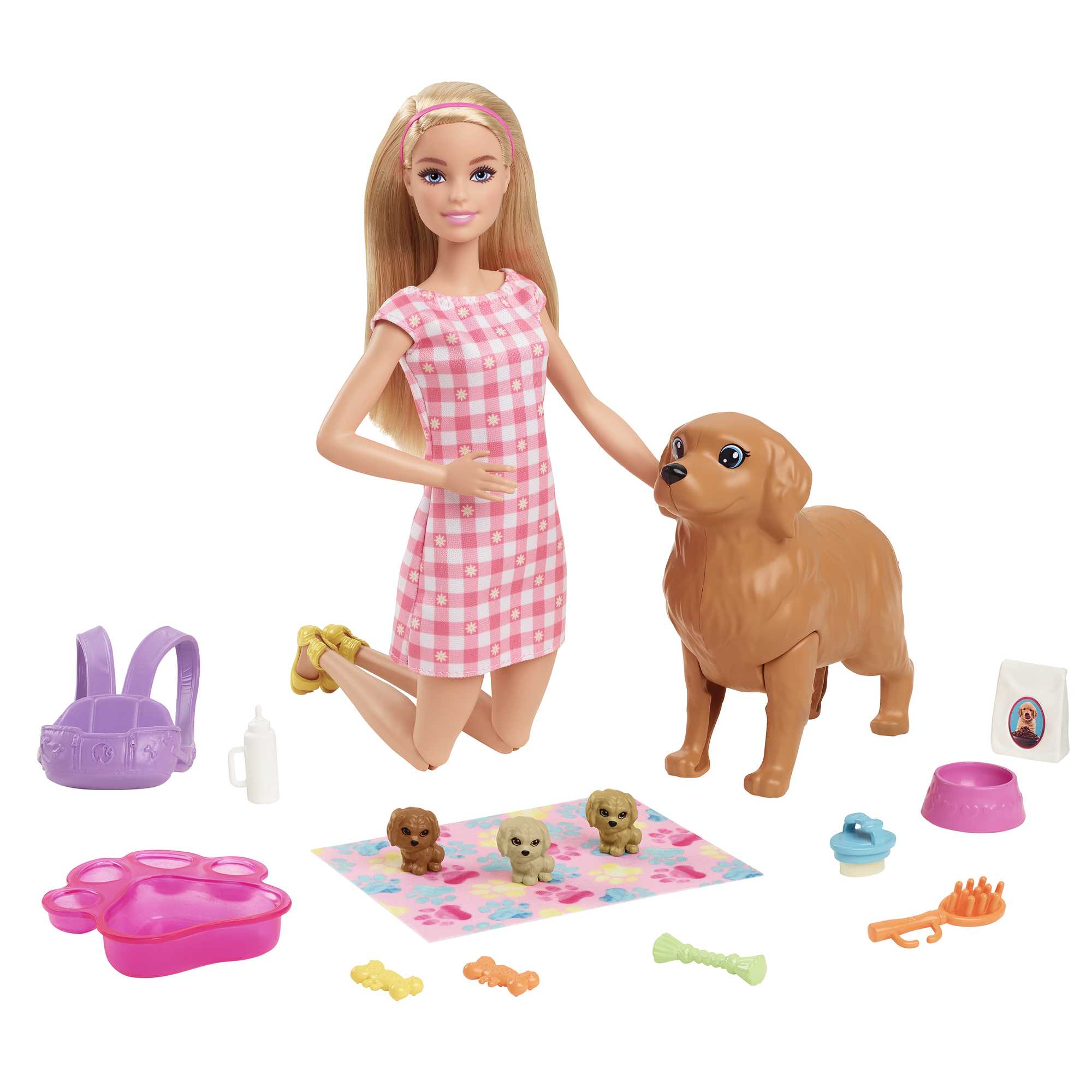 Barbie Newborn Pups Playset With Doll & Animal Toys