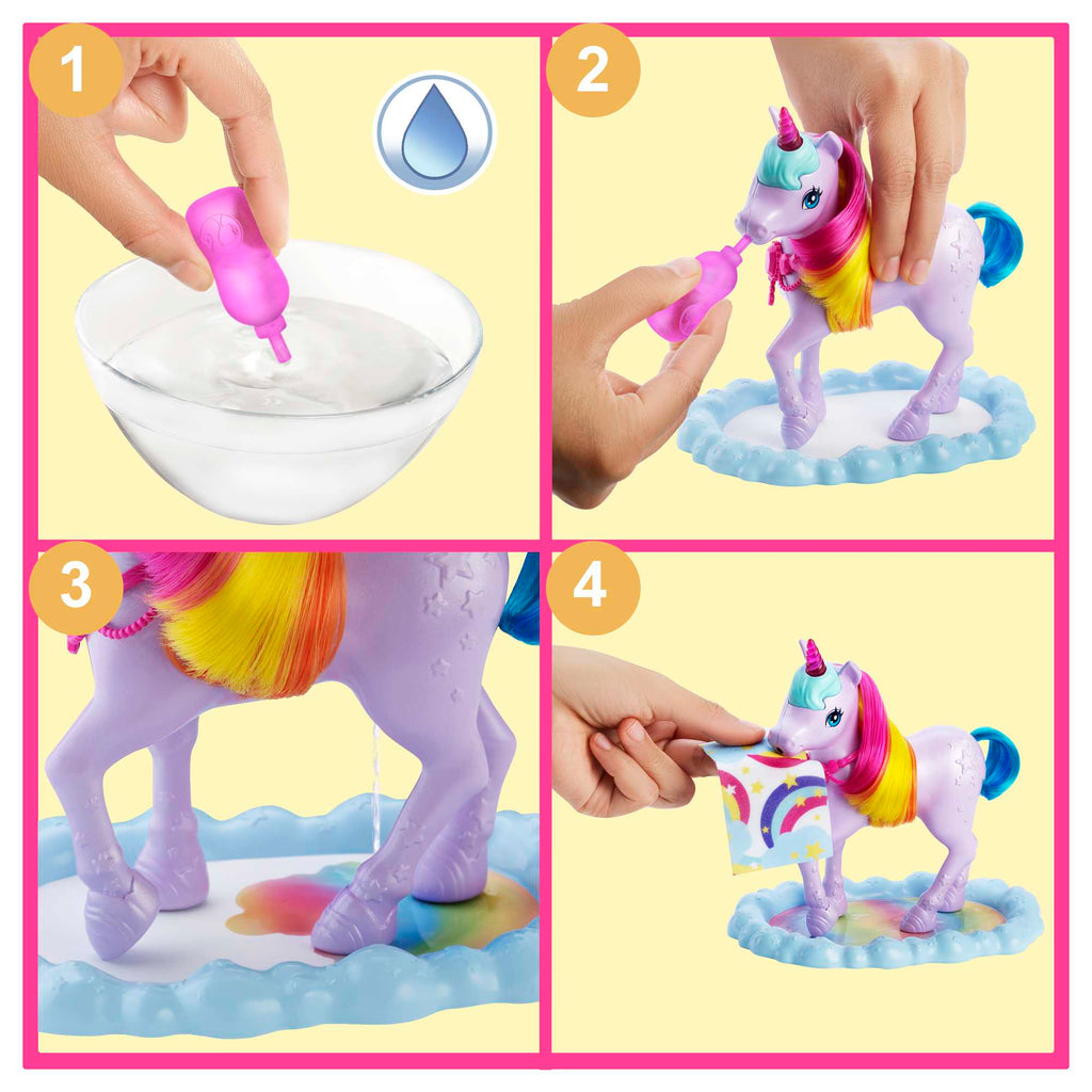 Barbie Dreamtopia Oyun Seti, Barbie Bebek, Tek Boynuzlu At Ve Renk Değiştiren Tuvalet
