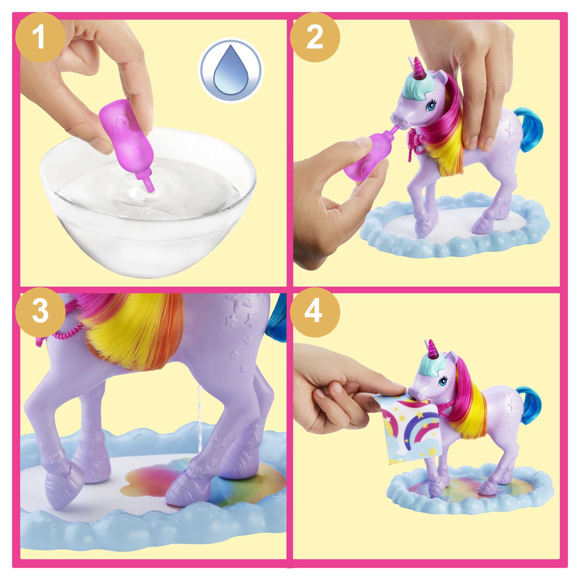 Barbie Dreamtopia Oyun Seti, Barbie Bebek, Tek Boynuzlu At Ve Renk Değiştiren Tuvalet