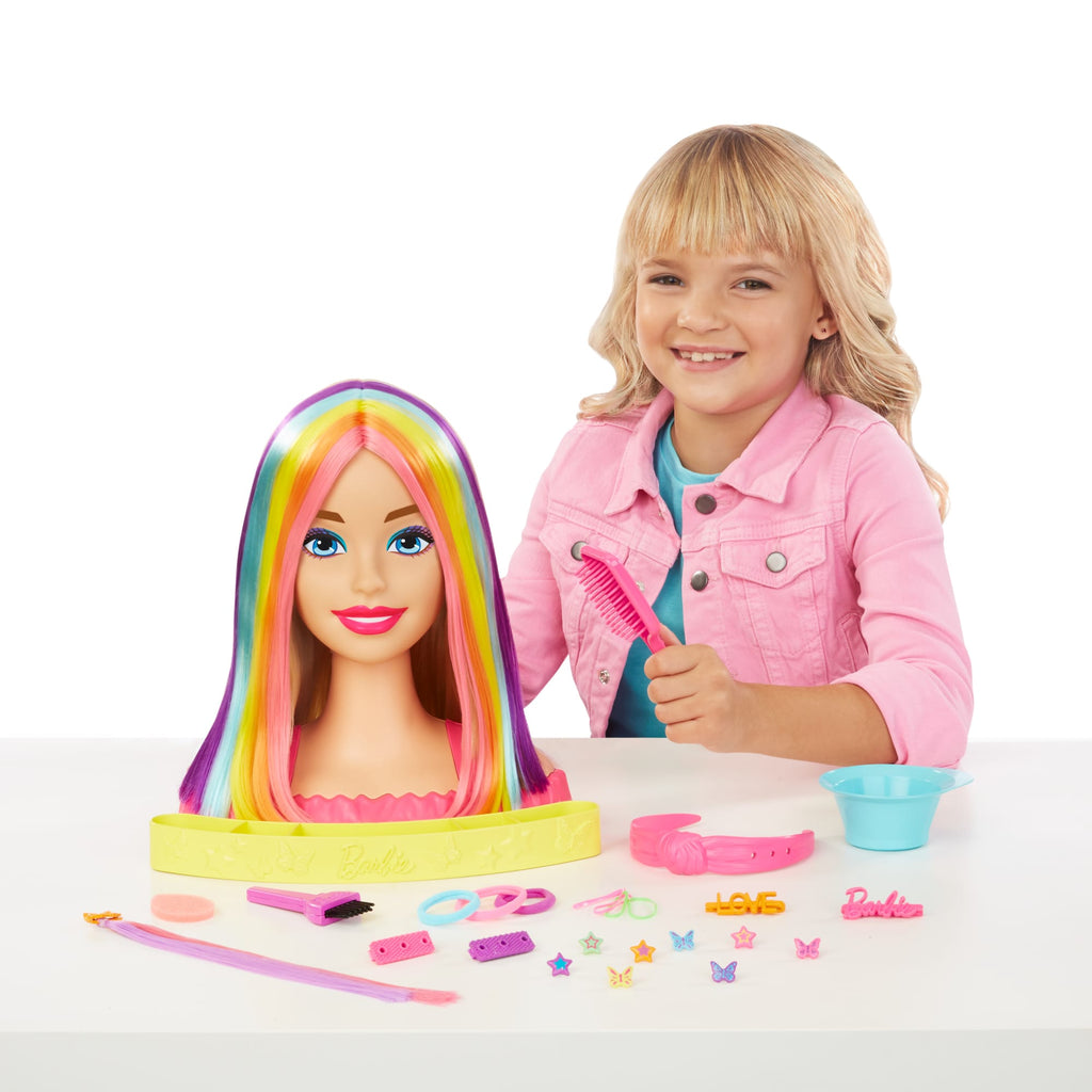 Barbie Super Chioma Hairstyle Capelli Arcobaleno, Testa Pettinabile, Con Capelli Biondi