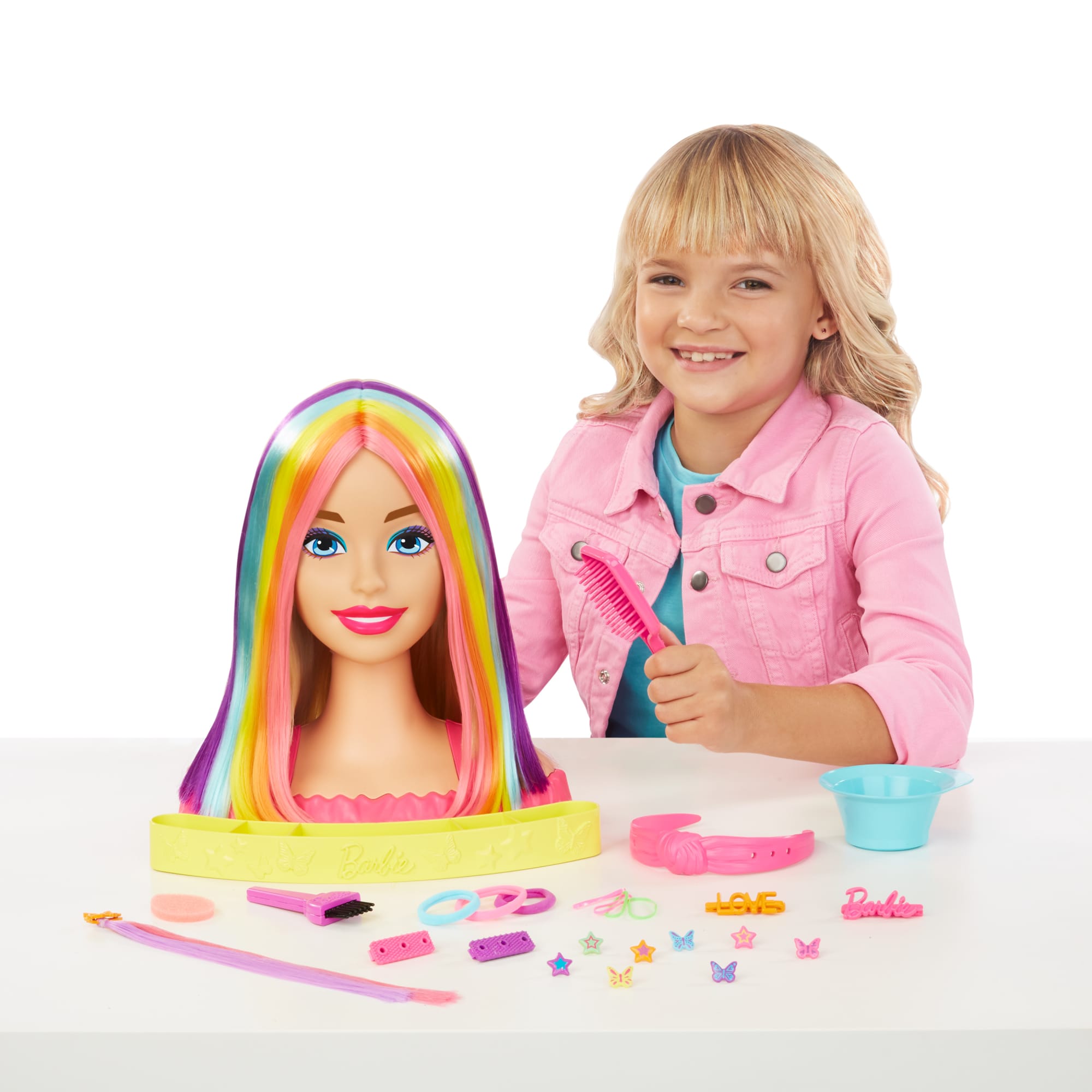Barbie-Ultra Chevelure-Tête À Coiffer Blonde Mèches Arc-En-Ciel