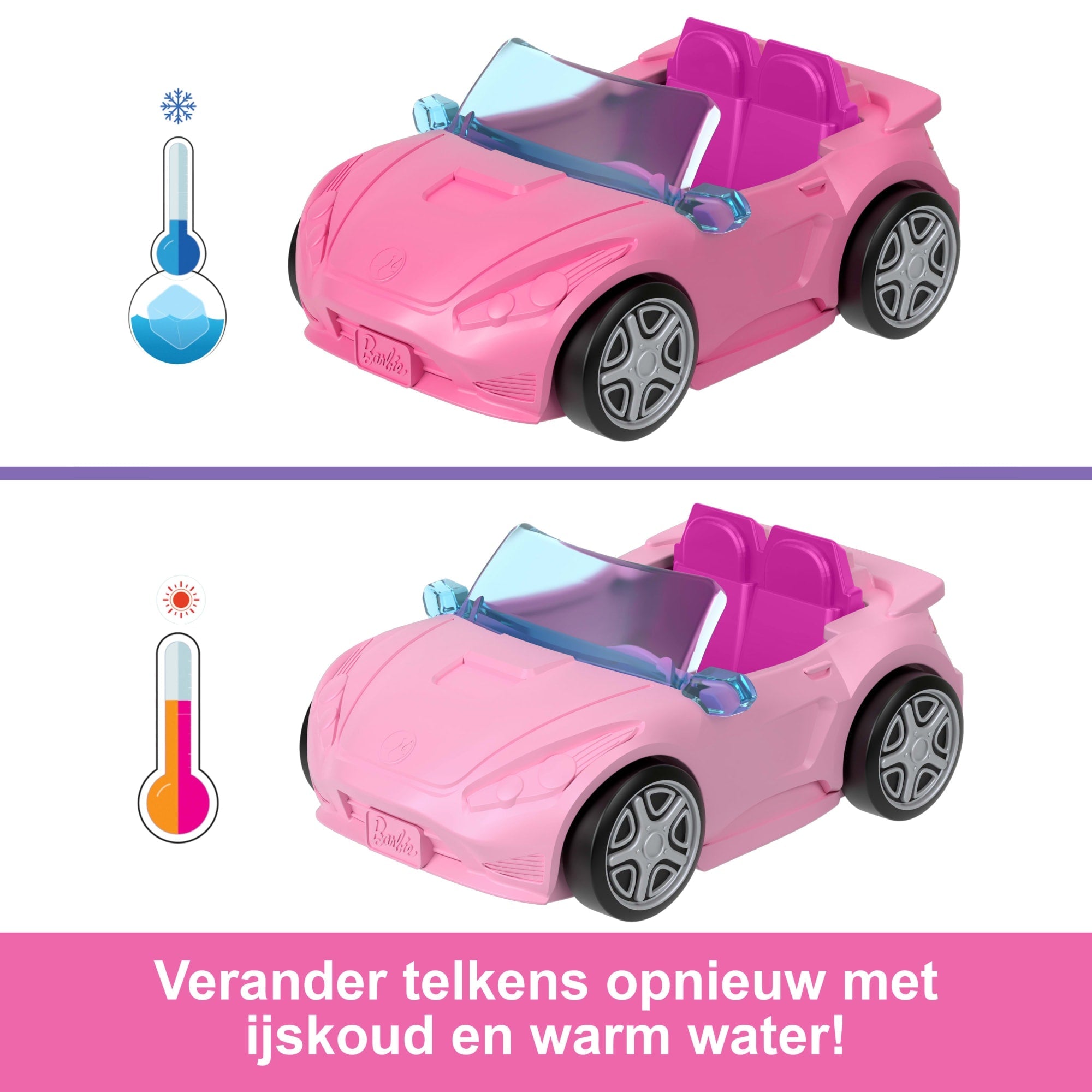 Barbie Mini Barbieland Set Met Pop En Voertuig, Pop (Bijna 4 Cm) En Cabriolet Met Kleurverandering
