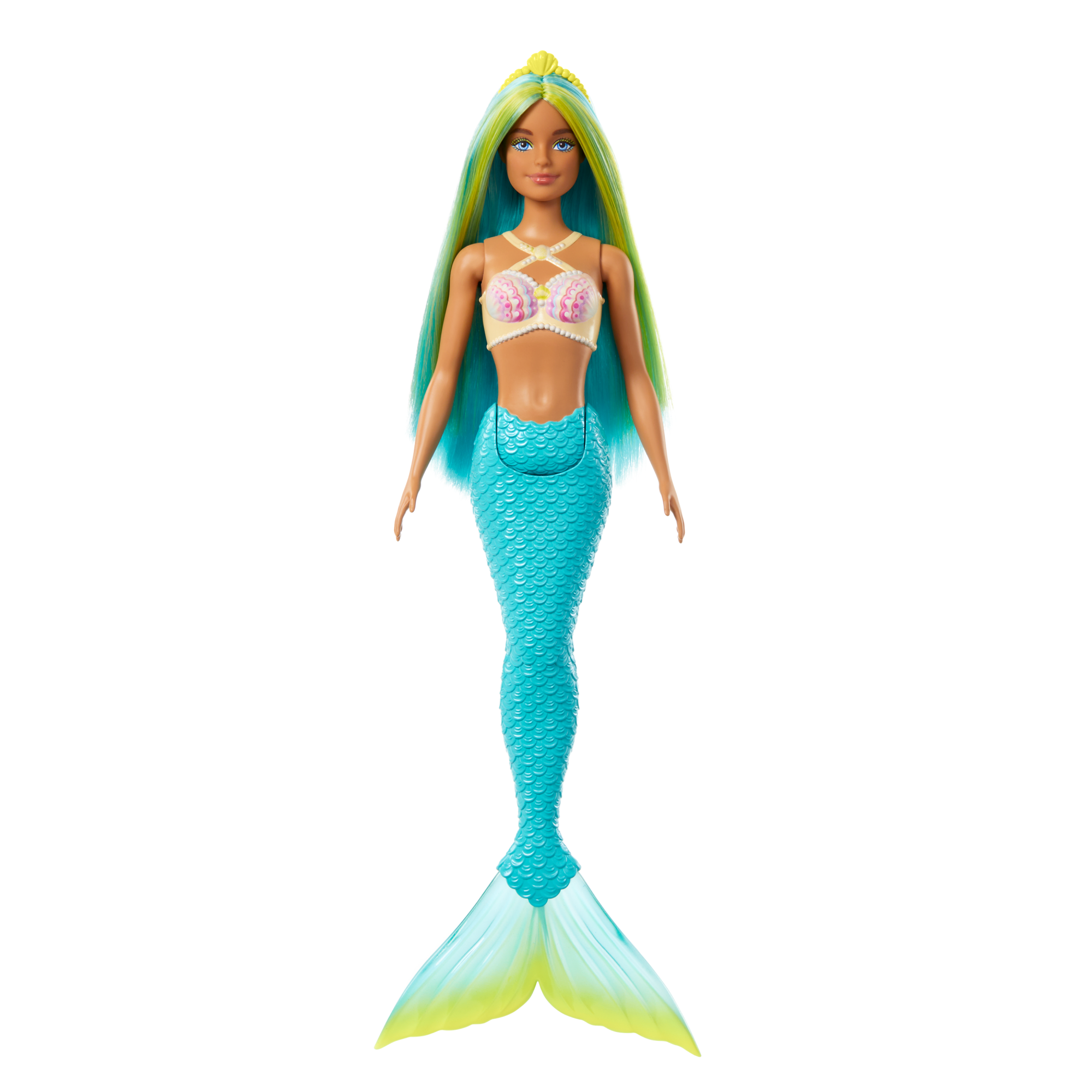 Barbie Sirena Con Capelli Blu E Gialli, Coda Turchese E Cerchietto