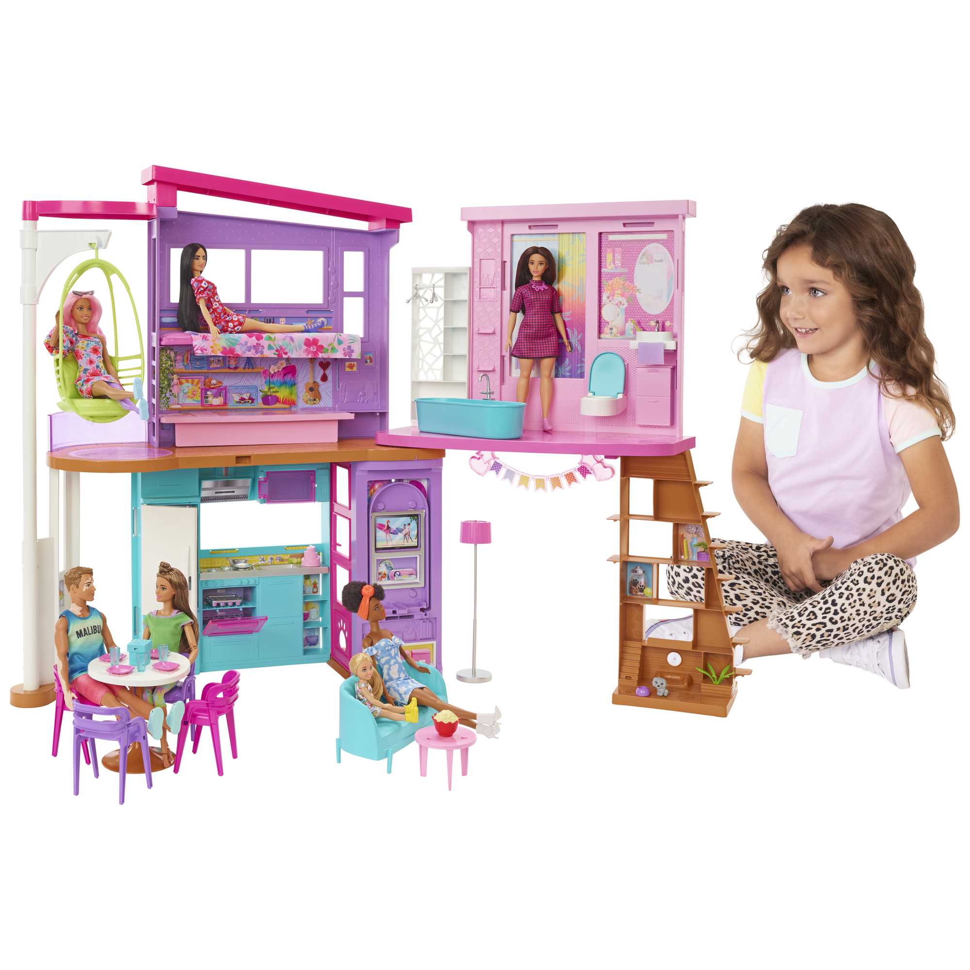 Barbie Casa Di Malibu Playset Con Oltre 30 Pezzi, Giocattolo Per Bambini Dai 3 Anni in Su