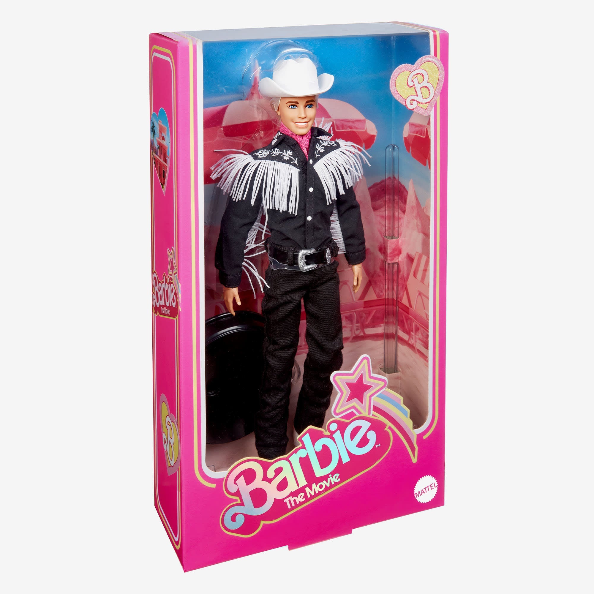 Barbie Le Film Poupée Ken À Collectionner Inspirée Du Film Barbie, Avec Tenue Noire À Franges Blanches, Chapeau Et Bottes De Cowboy De Couleur Blanche Et Bandana Rose
