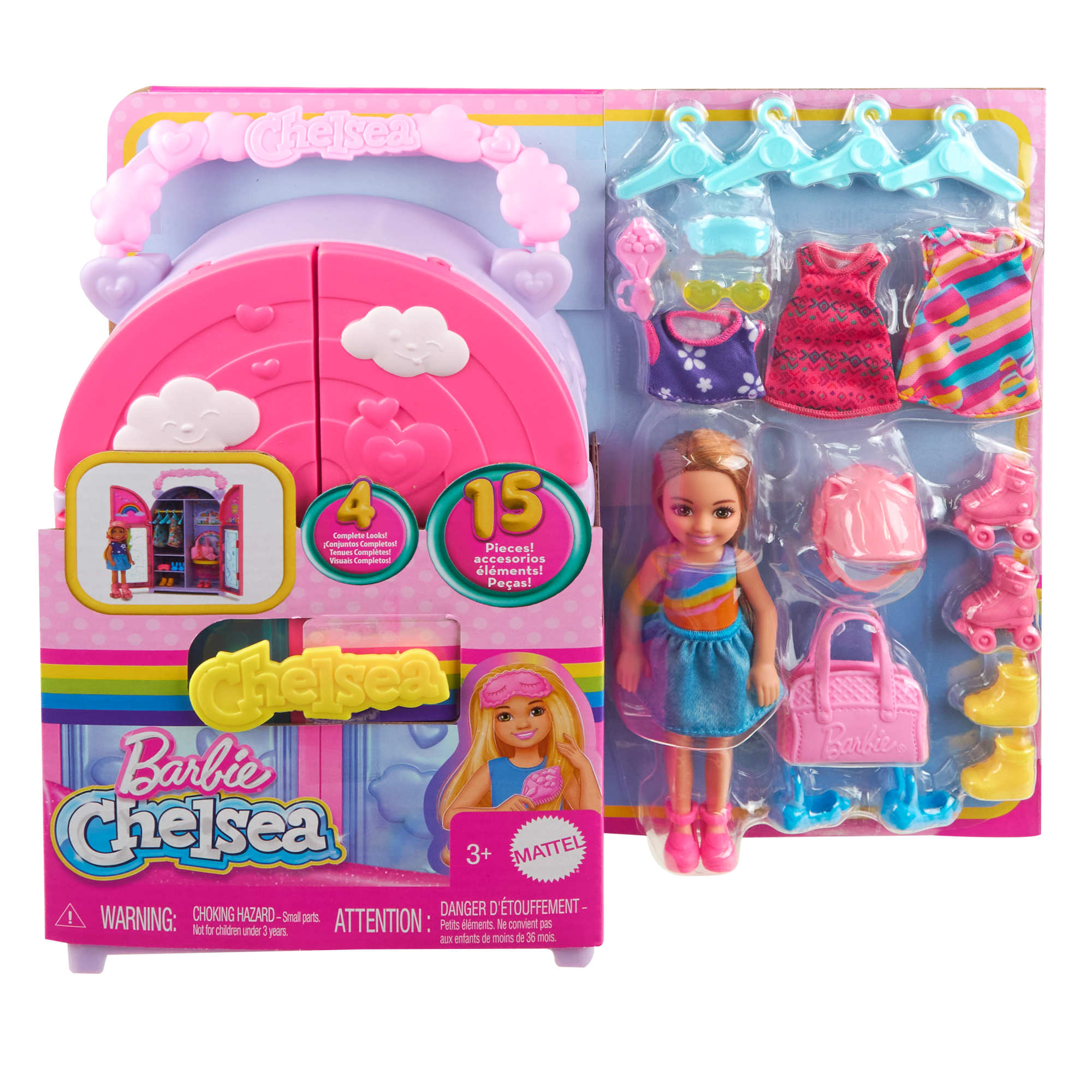 Barbie Szafa Chelsea Zestaw + Lalka, ubranka i akcesoria