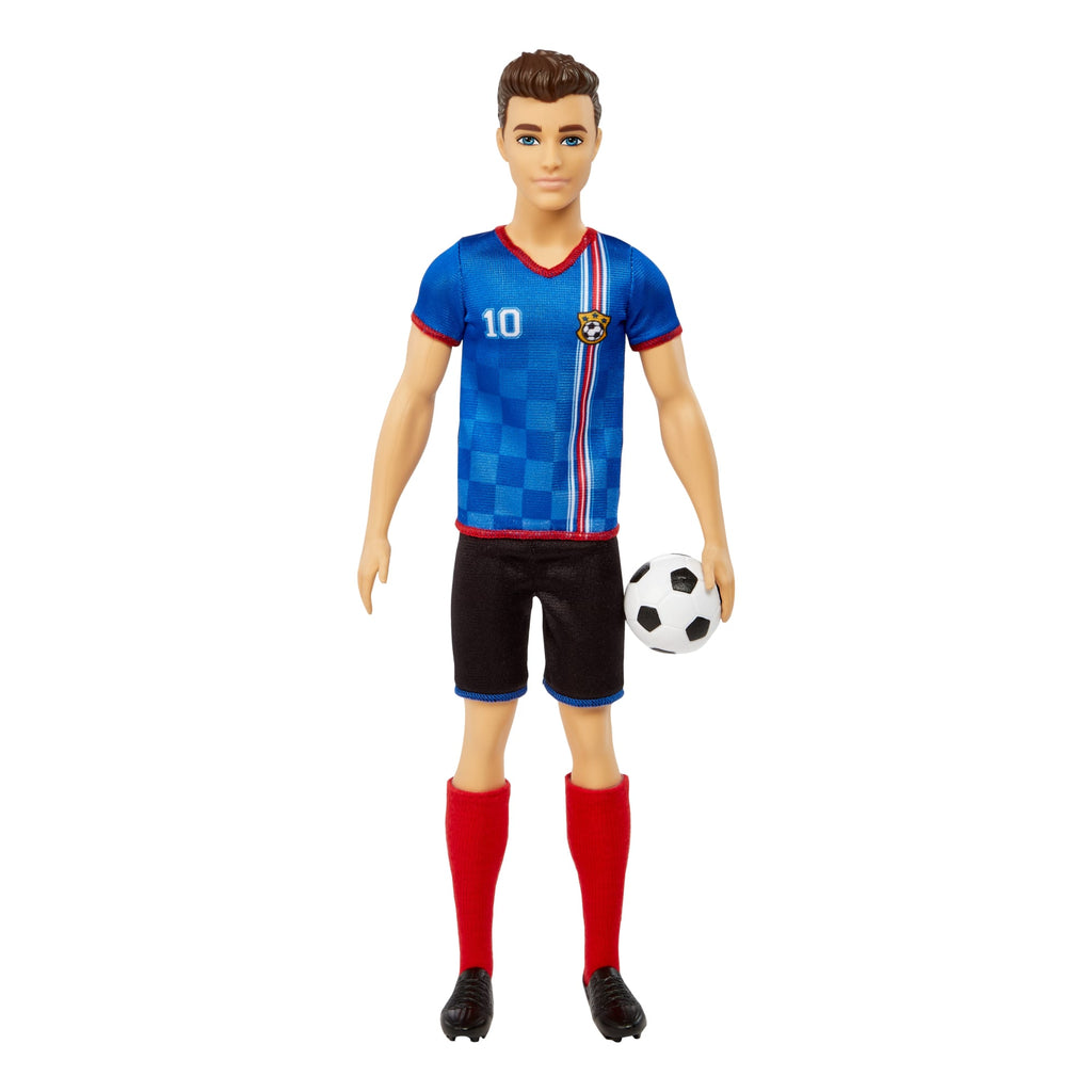 Ken Fußballspieler-Puppe, Kurze Haare, Trikot Mit Der Nummer 10, Fußball, Stollenschuhe, Stutzen, Für Kinder Ab 3 Jahre