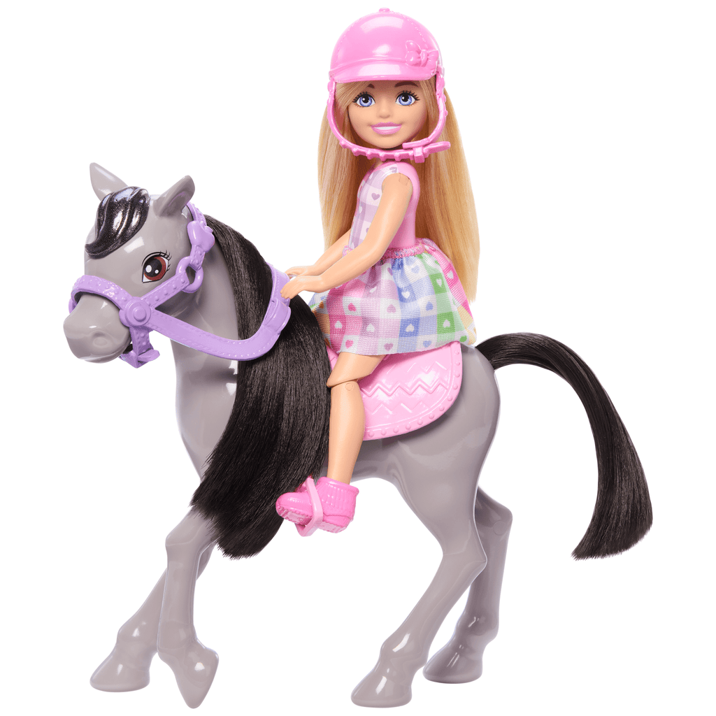 Conjunto De Juguete De Muñeca Barbie Chelsea Y Caballo, Incluye Accesorio De Casco, Las Rodillas De La Muñeca Se Doblan Para 'Montar' En El Pony