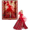 Barbie-Barbie Joyeux Noël 2024-Poupée Blonde Avec Jupe À Carreaux