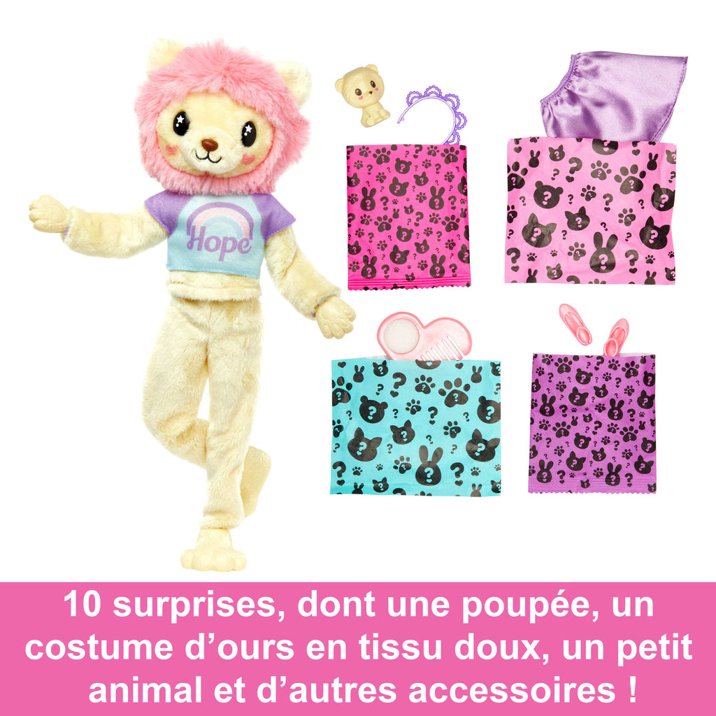 Barbie Cutie Reveal Poupée Barbie et accessoires, costume lion en peluche
