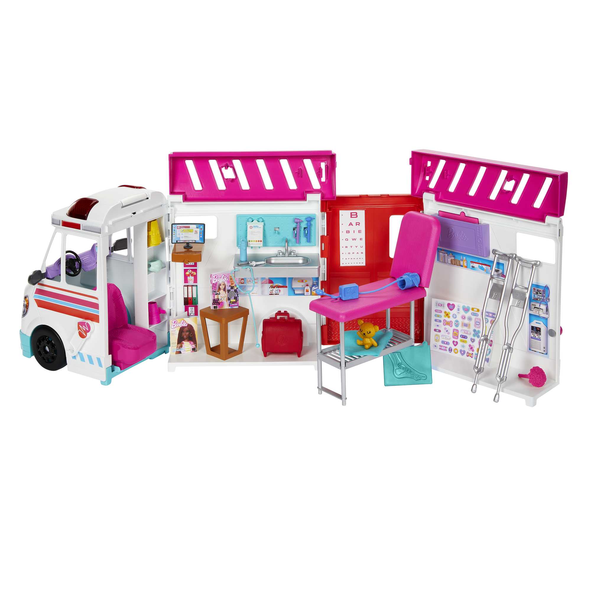 Barbie Speelgoed, Speelset Met Ambulance En Kliniek, Verwisselfunctie, Meer Dan 20 Accessoires, Kliniek