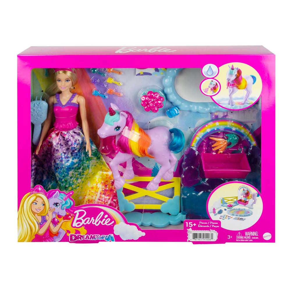 Barbie Dreamtopia Oyun Seti, Barbie Bebek, Tek Boynuzlu At Ve Renk Değiştiren Tuvalet