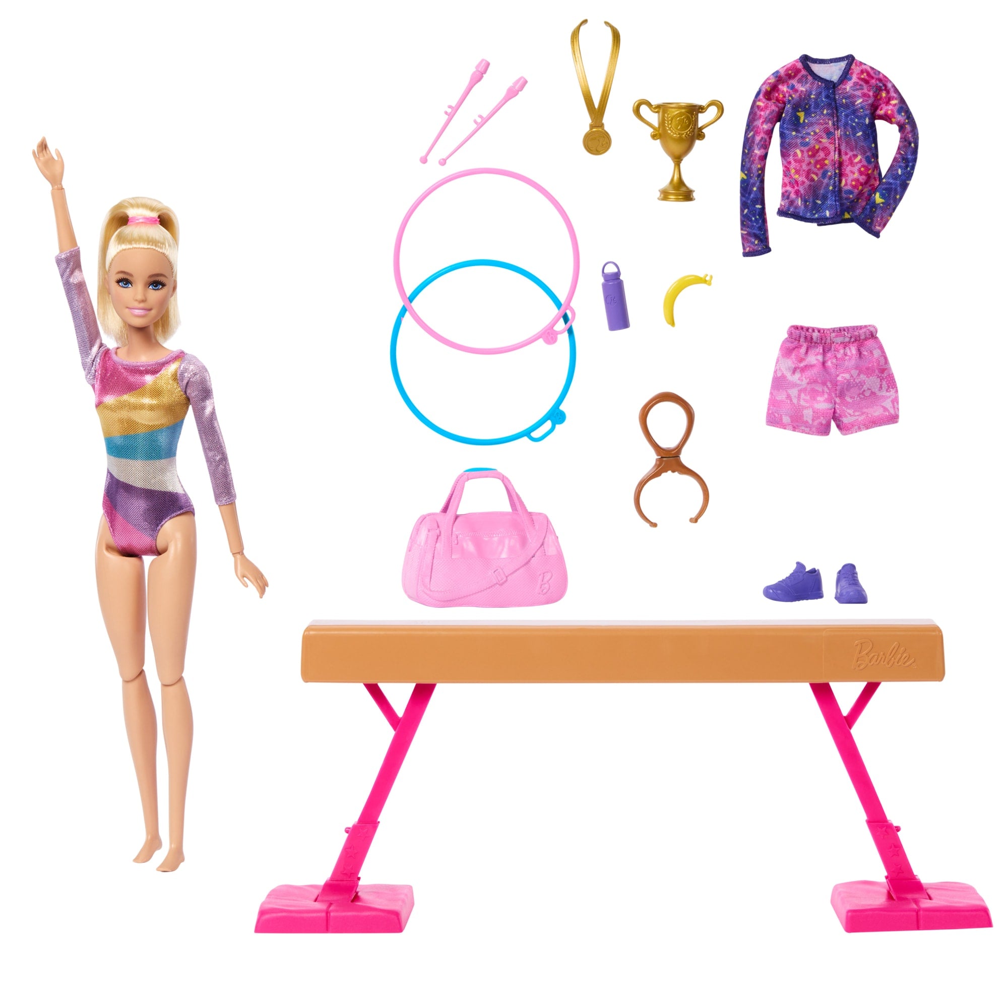 Barbie-Gymnastique-Coffret Avec Poupée Et Plus De 10 Accessoires
