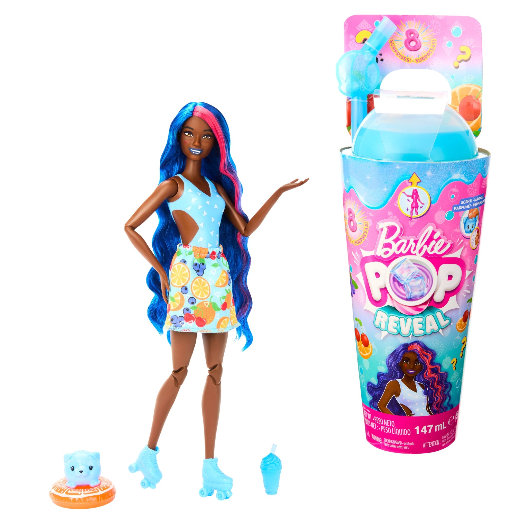 Muñeca Barbie Pop Reveal De La Colección Aroma De Frutas, Muñeca Con Temática De Ponche De Frutas Con Ocho Sorpresas, Entre Las Que Se Incluyen Una Mascota, Slime, Muñecas Perfumadas Y Función De Cambio De Color