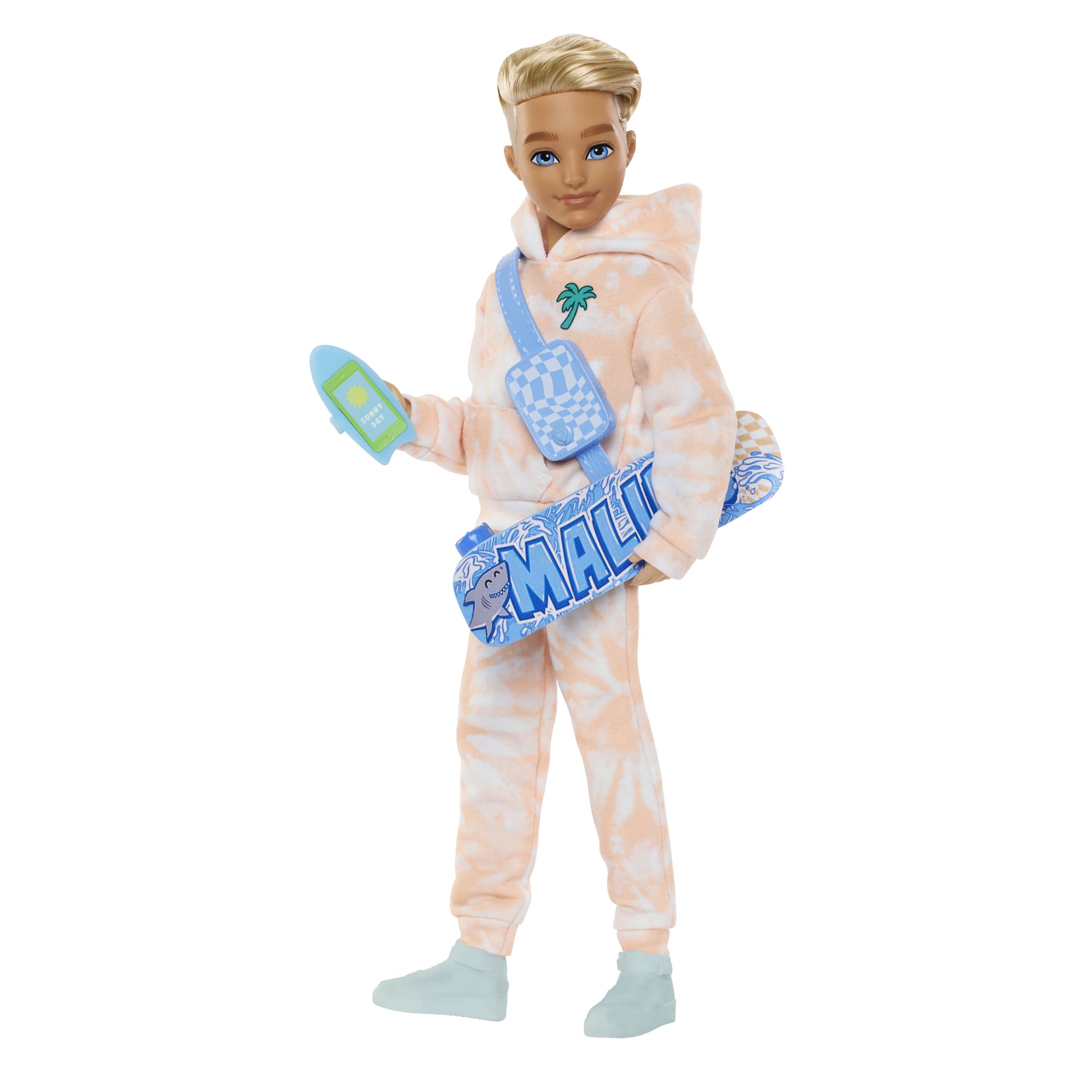 Muñeco De Moda Ken De Barbie Dream Besties Con 9 Accesorios Temáticos De Verano Y Monopatín