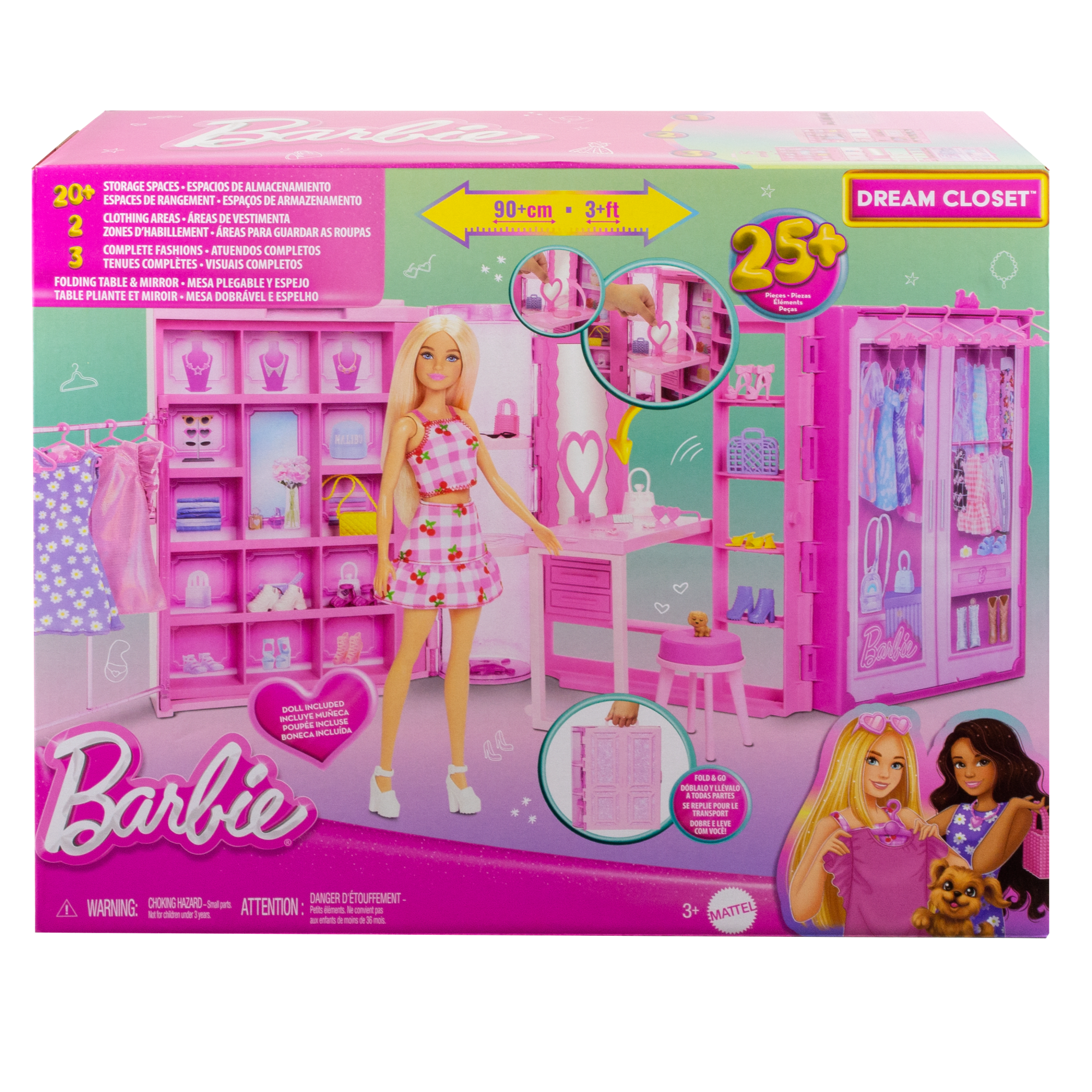 Barbie Super Kledingkast Speelgoedspeelset Met Modepop, Kleding En Accessoires, 90 Cm Breed Met Meer Dan 25 Onderdelen