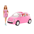 Conjunto De Muñeca Barbie Y Vehículo Fiat 500, Muñeca De Moda Rubia Con Coche De Juguete Rosa Y Accesorios
