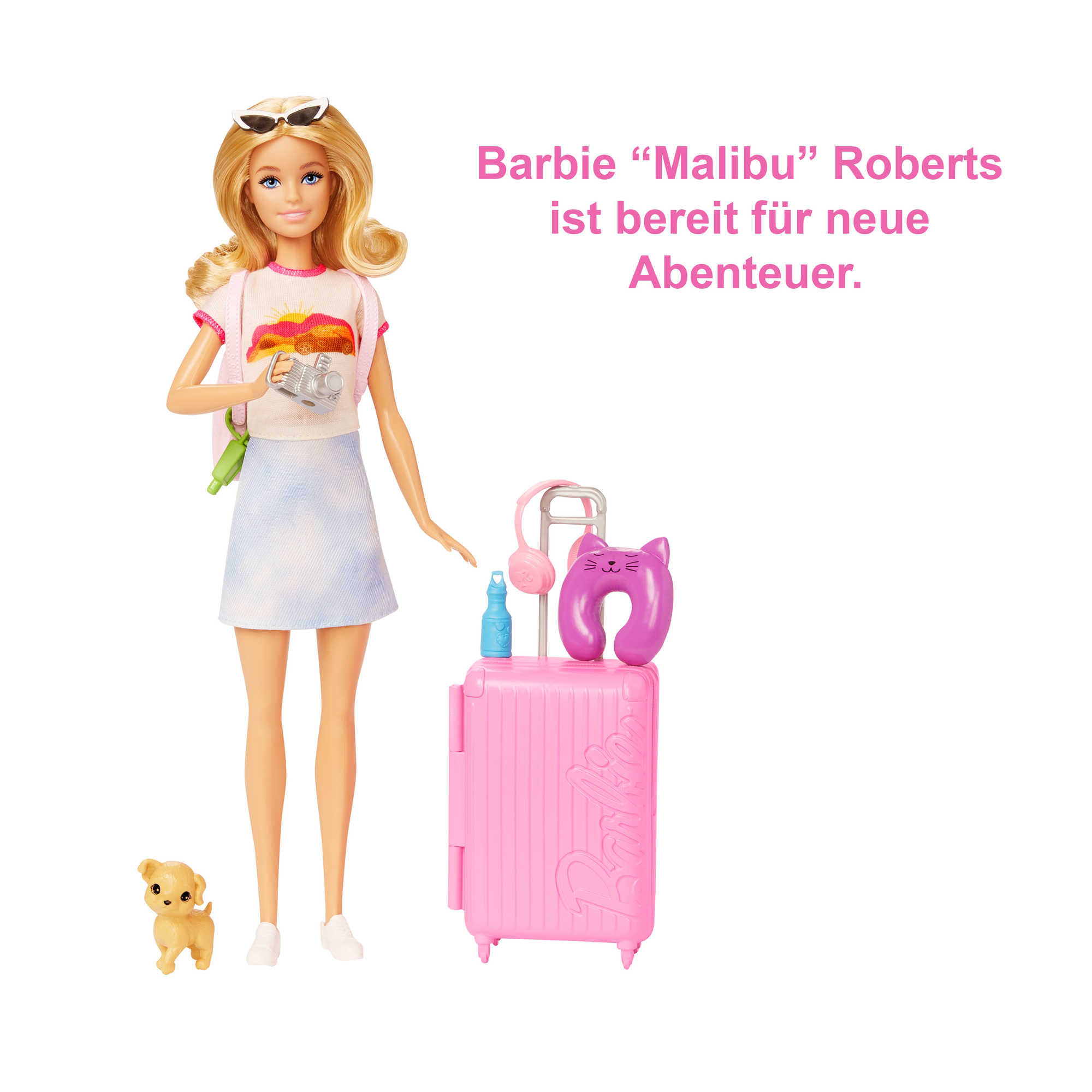Barbie Reise-Puppe (Blond), Anziehpuppe Mit Hund & Urlaubs-Zubehör