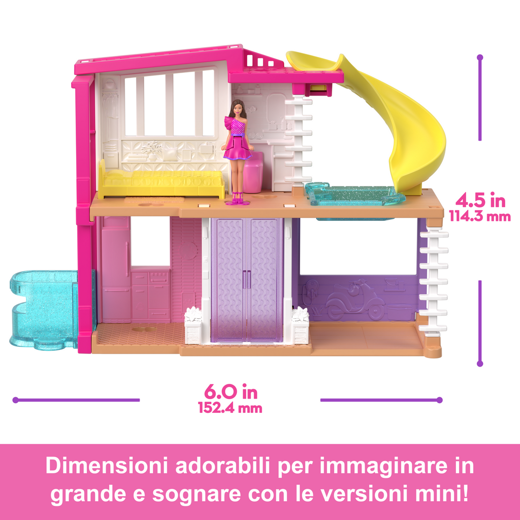 Playset Casa Delle Bambole Barbie Mini Barbieland Con Bambola Da 3,8 Cm, Mobili E Accessori (I Modelli Possono Variare)