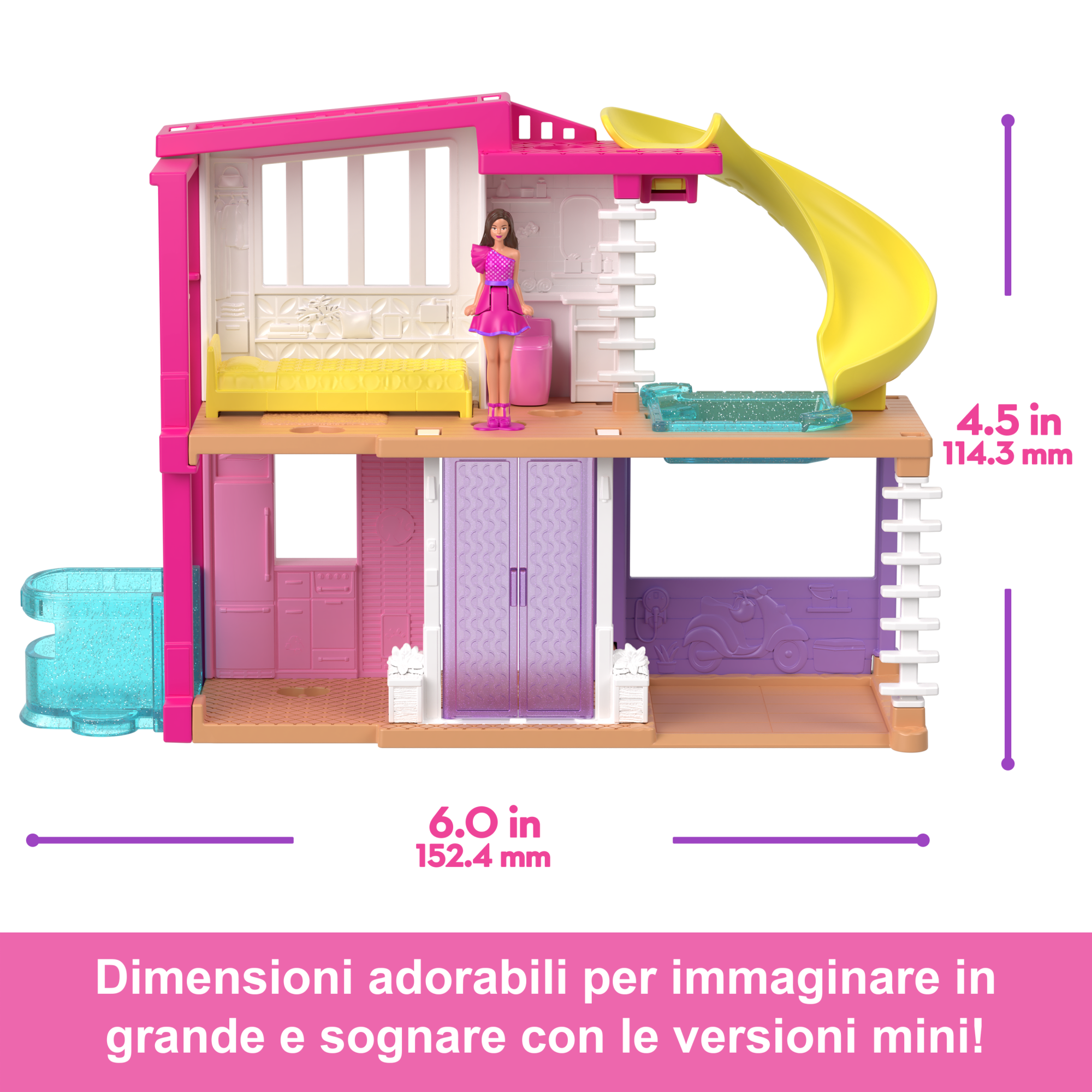 Playset Casa Delle Bambole Barbie Mini Barbieland Con Bambola Da 3,8 Cm, Mobili E Accessori (I Modelli Possono Variare)