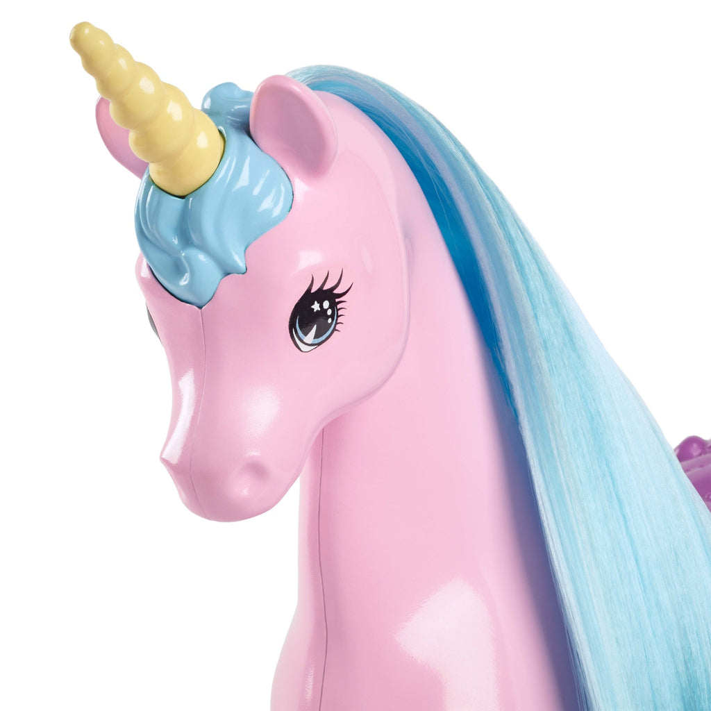 Conjunto De Muñeca Barbie Y Unicornio De Fantasía Que Incluye Un Silla De Montar, Un Cepillo Y Accesorios