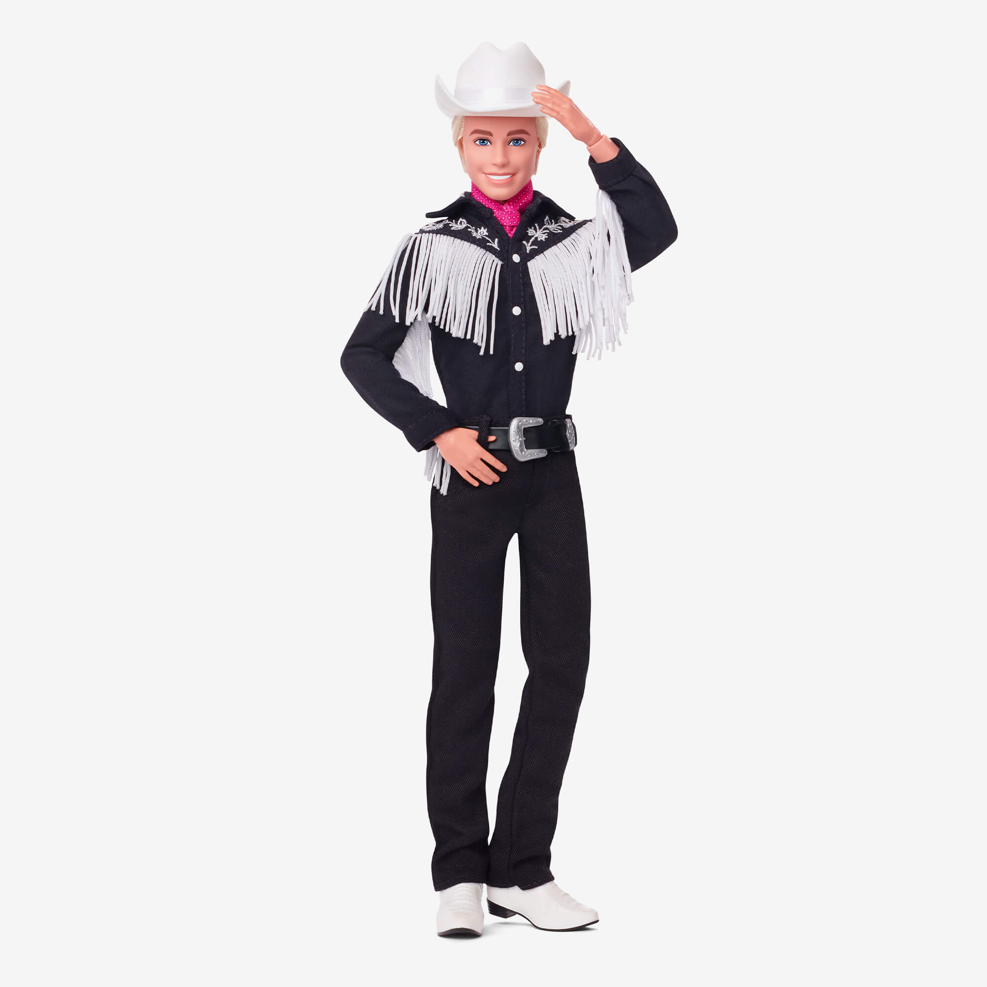 Barbie Le Film Poupée Ken À Collectionner Inspirée Du Film Barbie, Avec Tenue Noire À Franges Blanches, Chapeau Et Bottes De Cowboy De Couleur Blanche Et Bandana Rose
